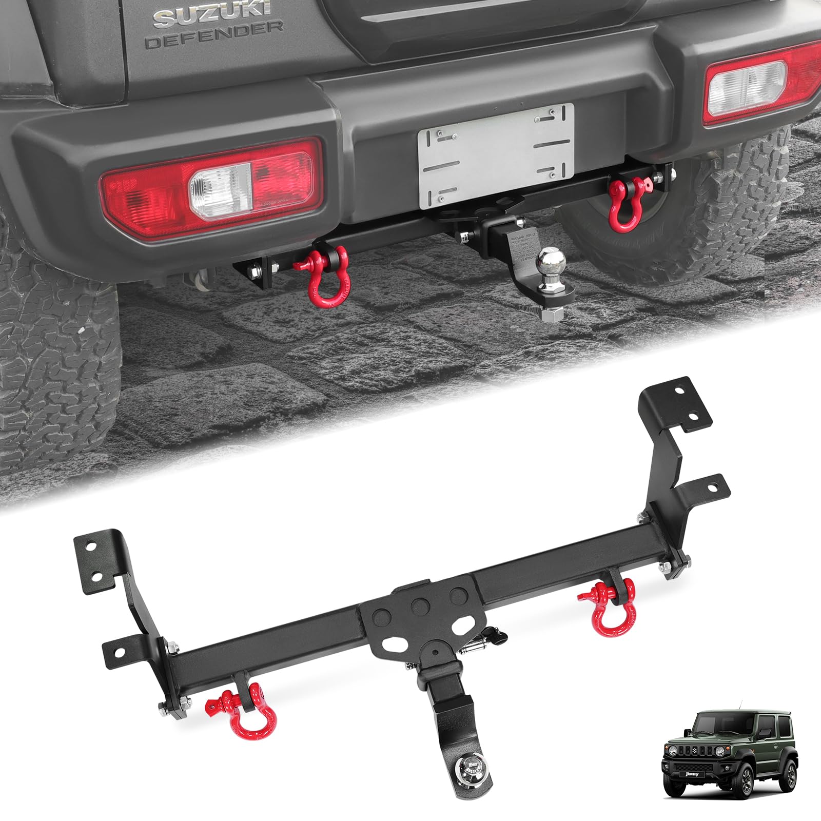 【送料無料】AMWMORV Jimny JB64 ヒッチメンバー シャックル付き メンバーヒッチボール ブラックパウダ..