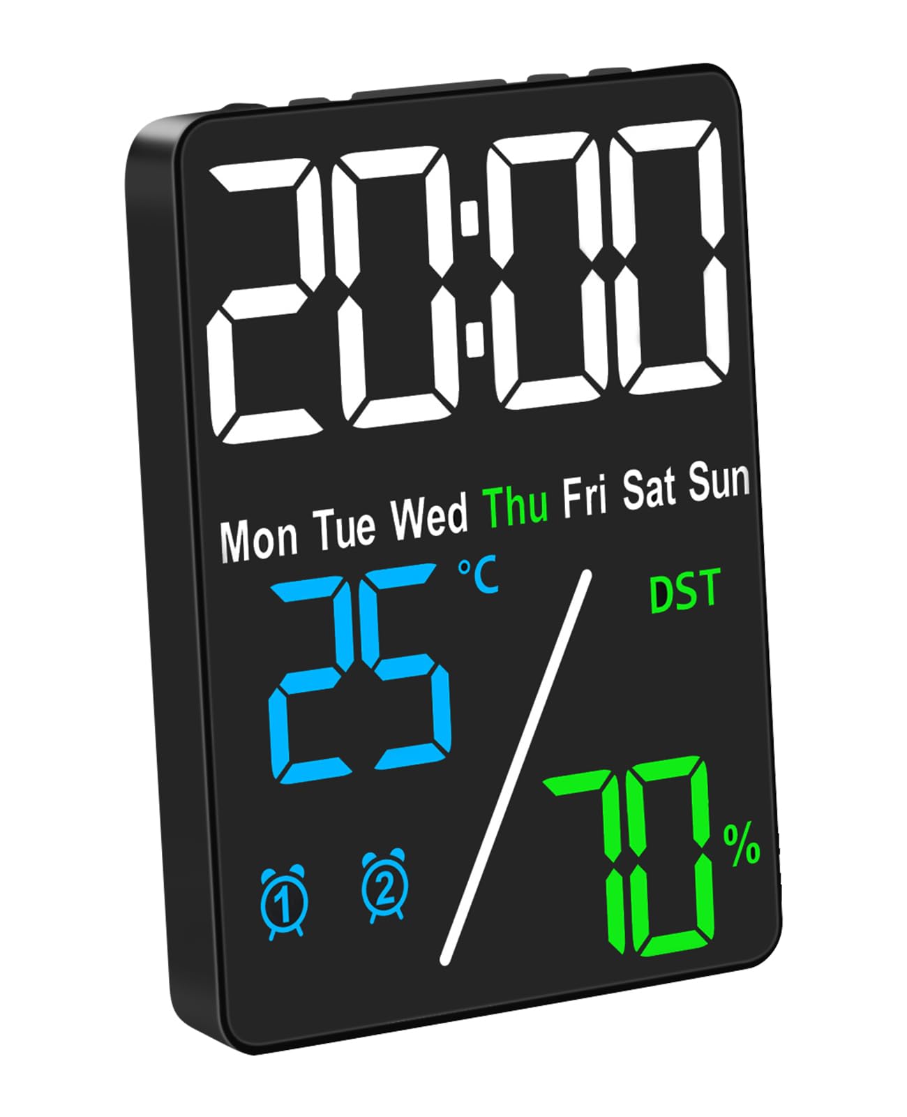 【送料無料】OOBA 目覚まし時計 多機能LED時計 温度計 湿度計 色目立つ表示 デジタル時計 時刻と日付を..