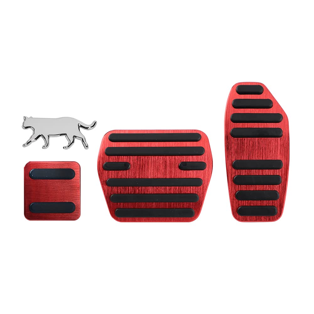 【送料無料】MAZERO ペダルカバー 日産 新型 セレナ C27系 ルークス B40系 エクストレイル T32系 三菱 eKスペース eKクロススペース eKクロス eKワゴン B30系 専用 ペダル 内装 カスタム パーツ アルミペダル アクセサリー 工具不要 滑り止め 3点セット 説明書付き レッ