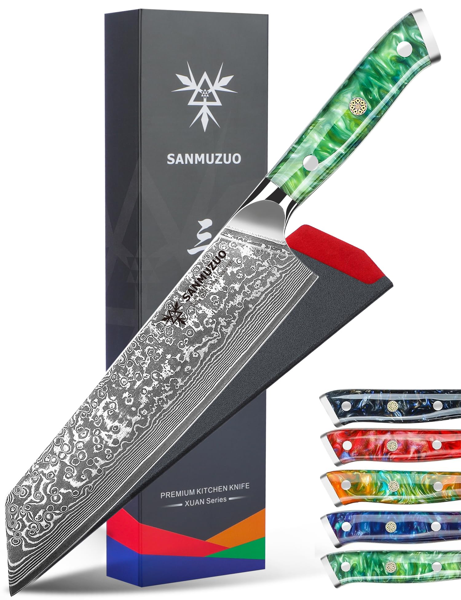 【送料無料】SANMUZUO 8.5 インチ 切付 キッチン シェフ ナイフ - 67 層 ダマスカ ...