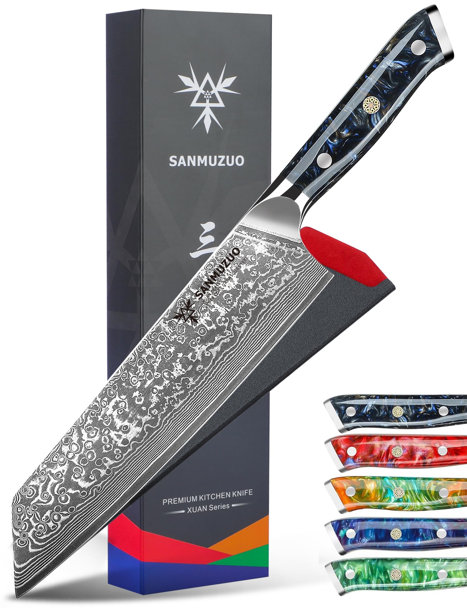 【送料無料】SANMUZUO 8.5 インチ 切付 キッチン シェフ ナイフ - 67 層 ダマスカ ...