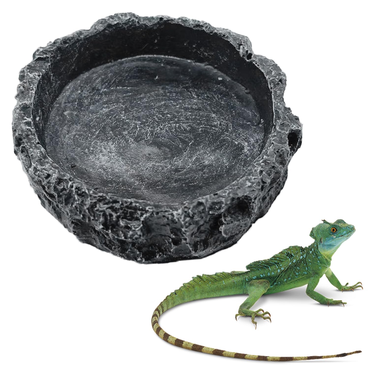 【送料無料】PAVIKE 爬虫類 水入れ 爬虫類 餌入れ 爬虫類用 水飲み皿 自然の岩イメージ ひっくり返しにくい 9x9x2cm 樹脂爬虫類水皿食物碗 爬虫類の食べ物と水皿 ペット給餌板 ヘビ ガエル ヤモリ カメト カゲ カメレ オントカゲ お皿 お盆 食器爬虫類専用 亀 ヤモリ