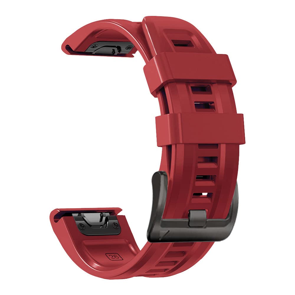 【送料無料】[YOCAHU] QuickFit 22 mm バンド 交換用 for GARMIN(ガーミン) Fenix 7 Pro Solar/Approach S70 47 mm/Forerunner 965 対応 ストラップ シリコン ベルト 柔らかい 防水性 ガーミン 用 交換バンド (red)