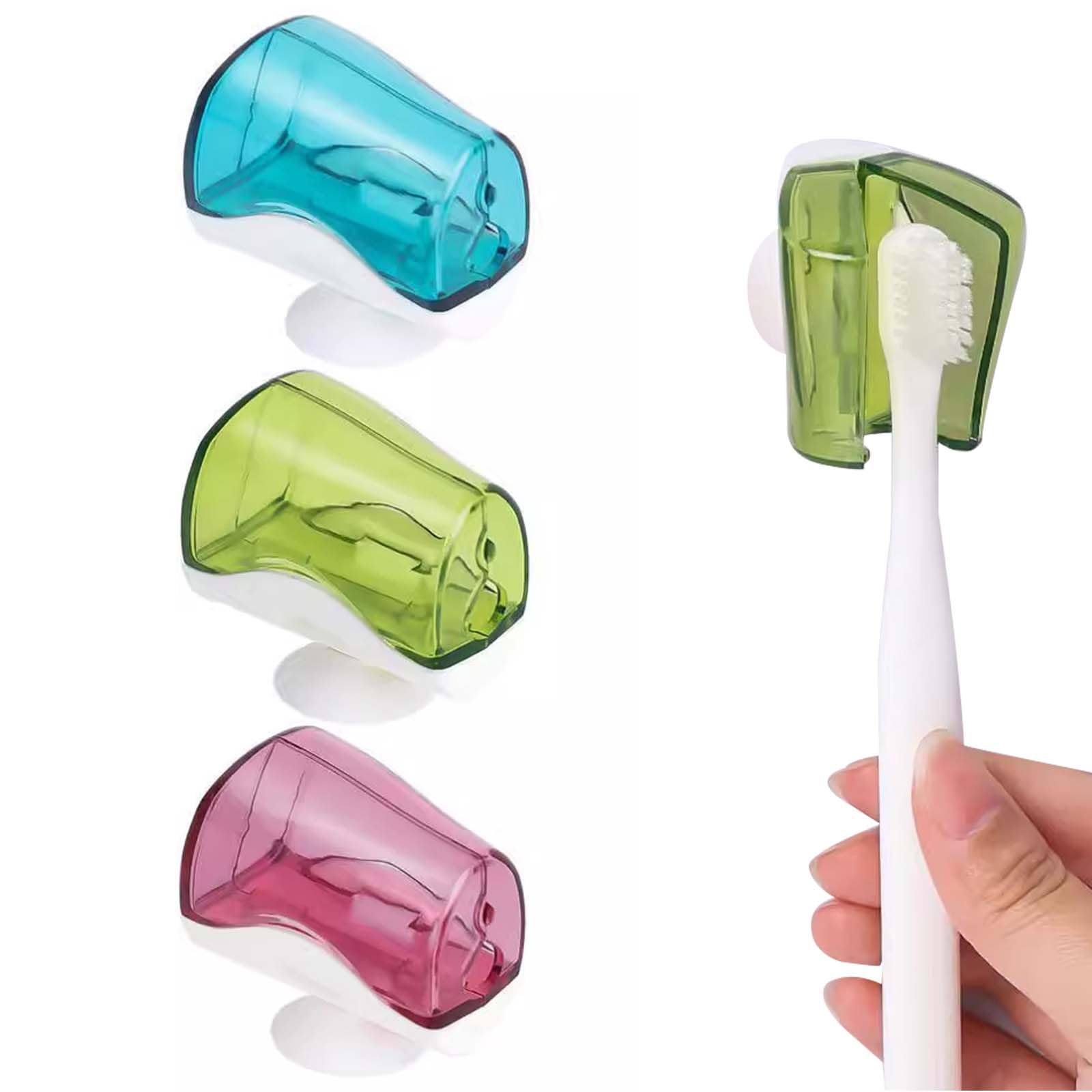 【送料無料】PAVIKE 旅行用歯ブラシヘッドカバー 3 個セット 歯ブラシカバー吸引カップ付き歯ブラシク..