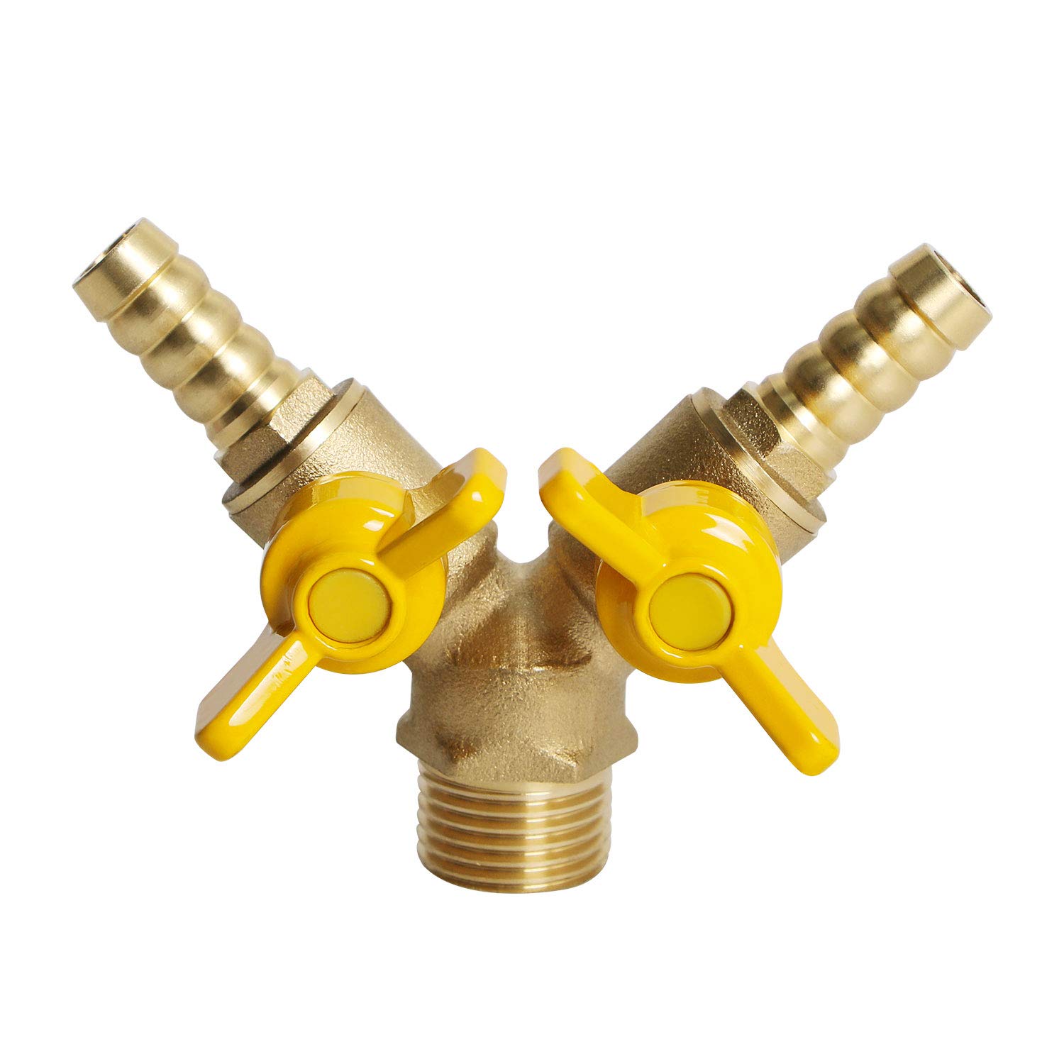 【送料無料】Aopin3ウェイボールバルブ真鍮G 1/2" おねじ x 11mm / 9/20" ホースバーブ x 11mm / 9/20"..