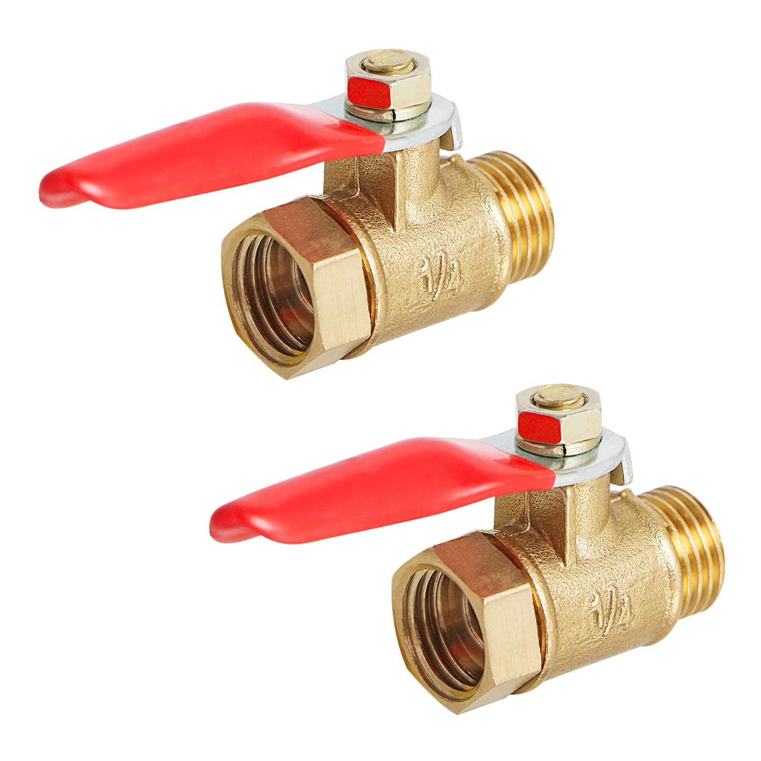 【送料無料】Aopinボールバルブ真鍮G 1/4" めねじ x G 1/4" おねじバルブ水、油、ガスの液体を遮断、ビ..