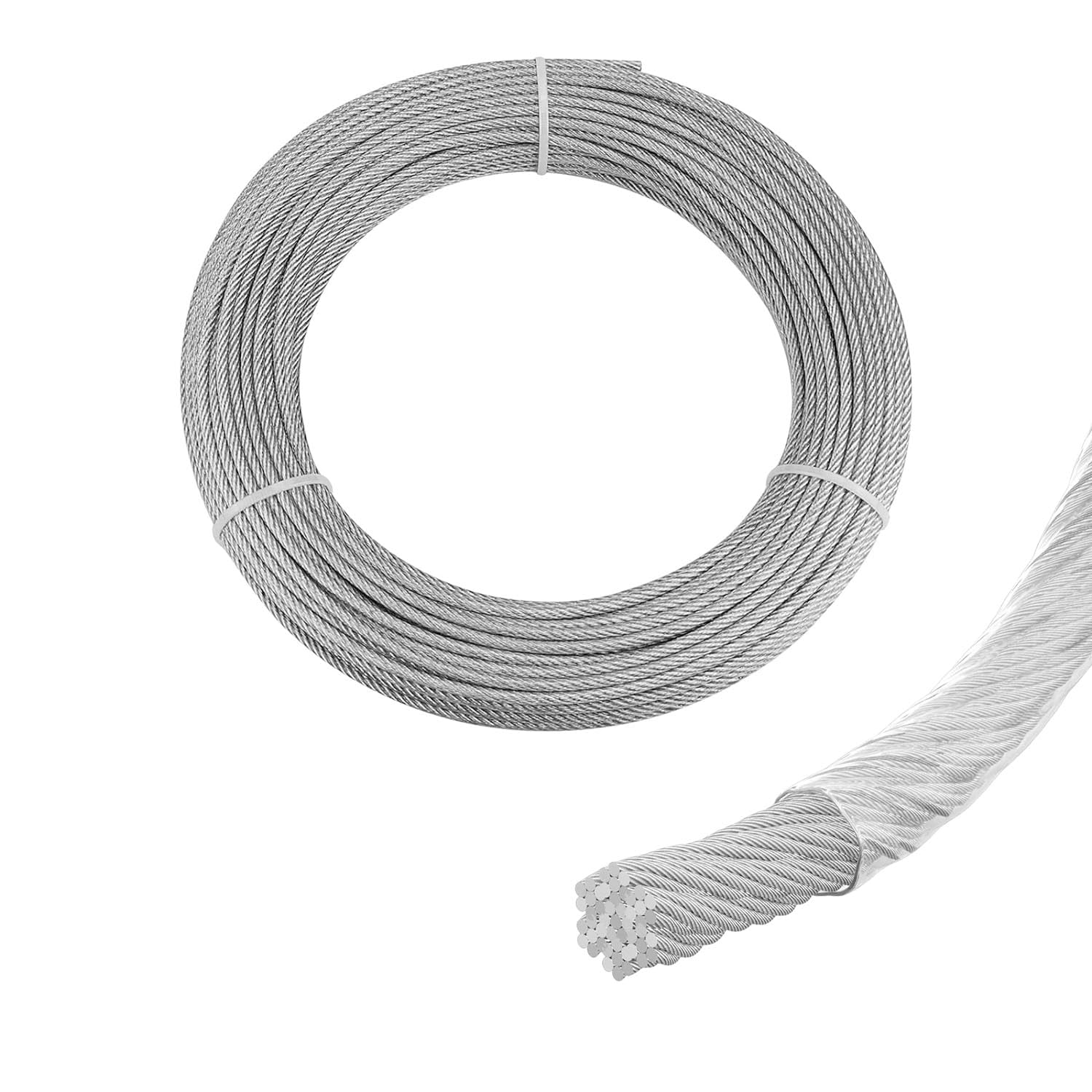 【送料無料】Aicosineg ワイヤーロープ 台風対策 ステンレスワイヤー PVCコーティング 直径4mm 長さ6M PVC厚さ0.5mm 使用荷重951kg 304ステンレス製 7x7構造 被膜付きワイヤーロープ ワイヤー 物干しロープ 落下防止 耐食性 防錆性 酸化抵抗 工事 アンテナ固定 配線 漁業