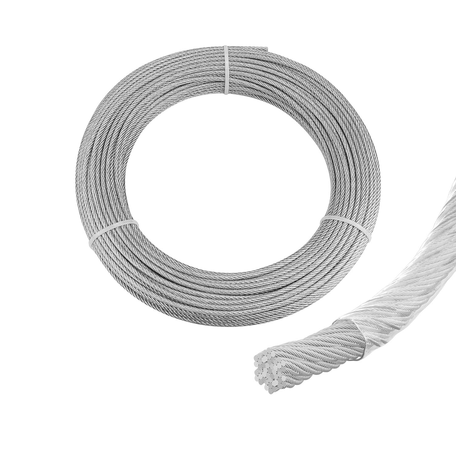 【送料無料】Aicosineg ワイヤーロープ 台風対策 ステンレスワイヤー PVCコーティング 直径3mm 長さ10M PVC厚さ0.5mm 使用荷重637kg 304ステンレス製 7x7構造 被膜付きワイヤーロープ ワイヤー 物干しロープ 落下防止 耐食性 防錆性 酸化抵抗 工事 アンテナ固定 配線 漁