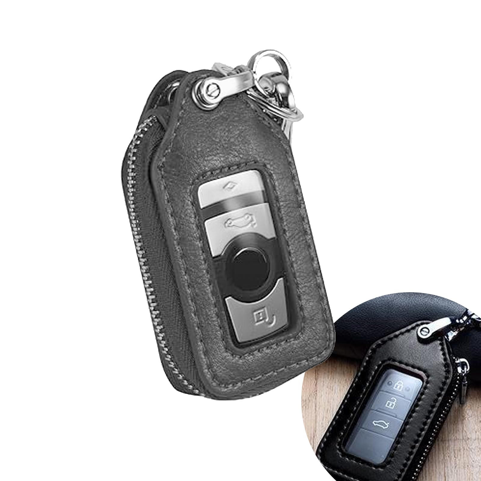 【送料無料】[YUWENW] PUレザー キーケース スマートキーケース1個収納カバー型 大容量 軽量ポータブル..