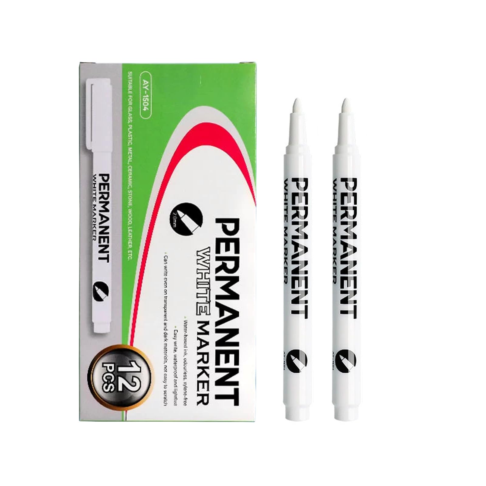 【送料無料】LUYING ホワイトマーカー 油性ペン マッキー 防水で色落ちしない 速乾速達マーカーペン タイヤマーカー 白マジックペン 漫画ペン 布 石 セラミック ガラス 木材 金属 タイヤ用 ホワイト 細字 12本