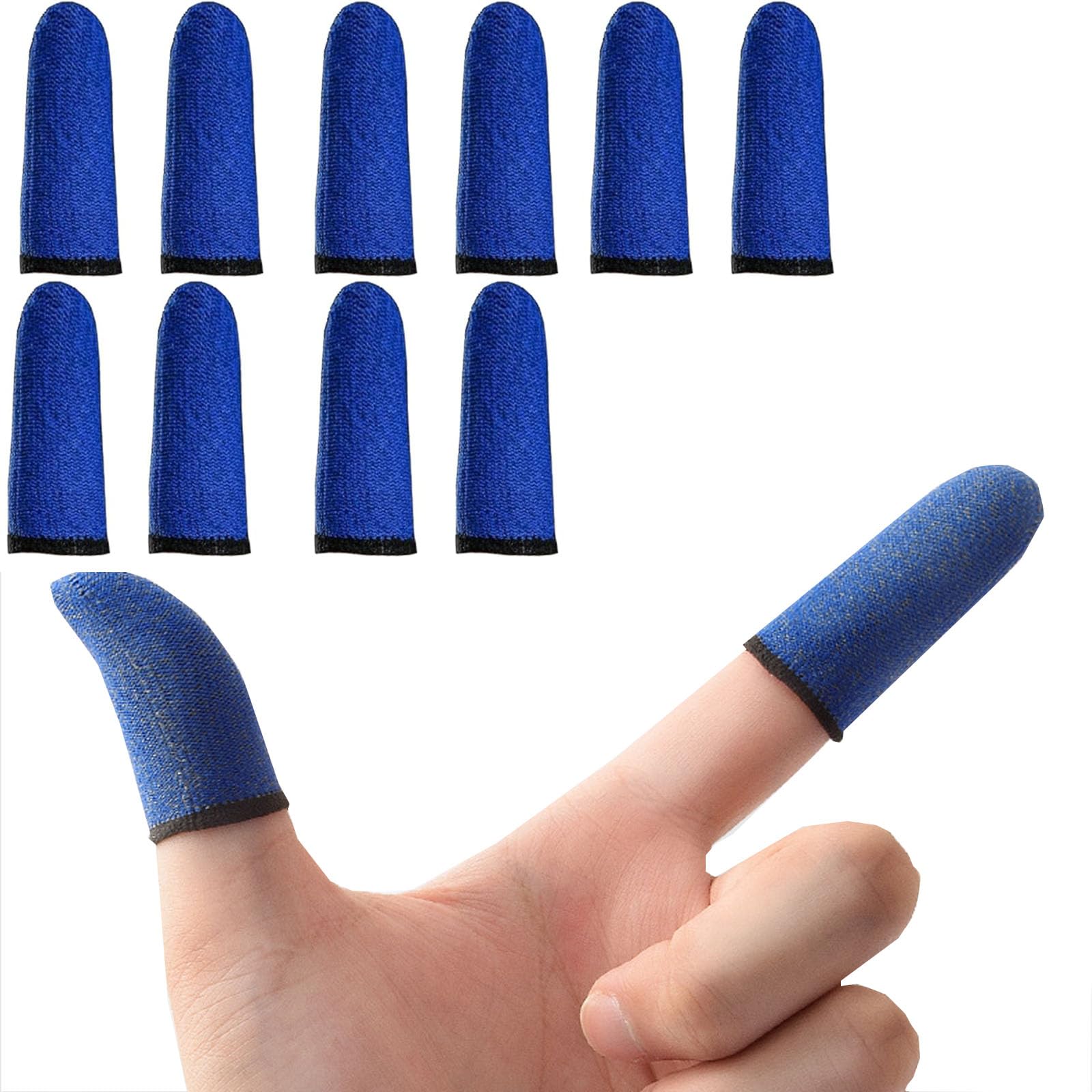 【送料無料】LUYING 手汗 10枚入り 指サック スマホゲーム 炭素繊維 スマホゲーミング ゆびさっく 操作性アップ なタッチ感 快適性 速乾 極薄 滑り止め 全機種対応 反応早い （青）