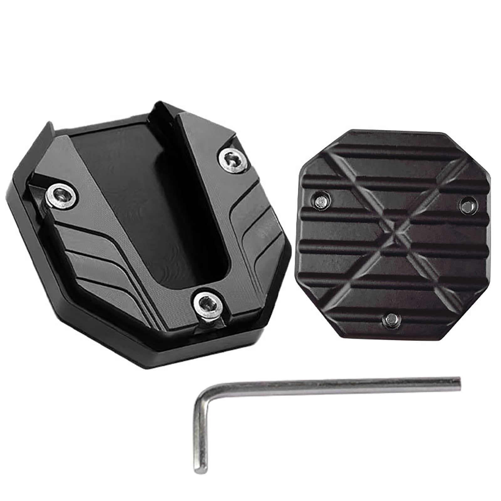 商品情報商品の説明【製品仕様】材質：アルミニウム合金、適用モデル：ユニバーサル、パッキングリスト：1xオートバイサイドライザーブッシュ、1x六角レンチ。【機能】拡張されたスタンドにより、元のスタンドの表面積が大きくなり、暑い道路、芝生の上にバイクを駐車できるようになり、スタンドが砂、砂利、雪、その他の柔らかい表面に沈むのを防ぎます。 【簡単な取り付け】取り付けには六角レンチを使用し、簡単に取り付けます。 【品質】当店の商品は出荷前に全ての商品の検品を行っておりますのでご安心して購入してください。万が一製造上の原因による不良品がありましたら、ご連絡ください。当店はお客様の問題を解決するために最善を尽くします。主な仕様 【製品仕様】材質：アルミニウム合金、適用モデル：ユニバーサル、パッキングリスト：1xオートバイサイドライザーブッシュ、1x六角レンチ。【機能】拡張されたスタンドにより、元のスタンドの表面積が大きくなり、暑い道路、芝生の上にバイクを駐車できるようになり、スタンドが砂、砂利、雪、その他の柔らかい表面に沈むのを防ぎます。【簡単な取り付け】取り付けには六角レンチを使用し、簡単に取り付けます。【品質】当店の商品は出荷前に全ての商品の検品を行っておりますのでご安心して購入してください。万が一製造上の原因による不良品がありましたら、ご連絡ください。当店はお客様の問題を解決するために最善を尽くします。フット側ブラケットはアルミニウム合金製で、壊れたり変形したりしにくく、丈夫で耐久性があり、長寿命です。表面は陽極酸化着色技術を採用し、耐摩耗性と硬度を効果的に向上させ、金属表面を保護します。