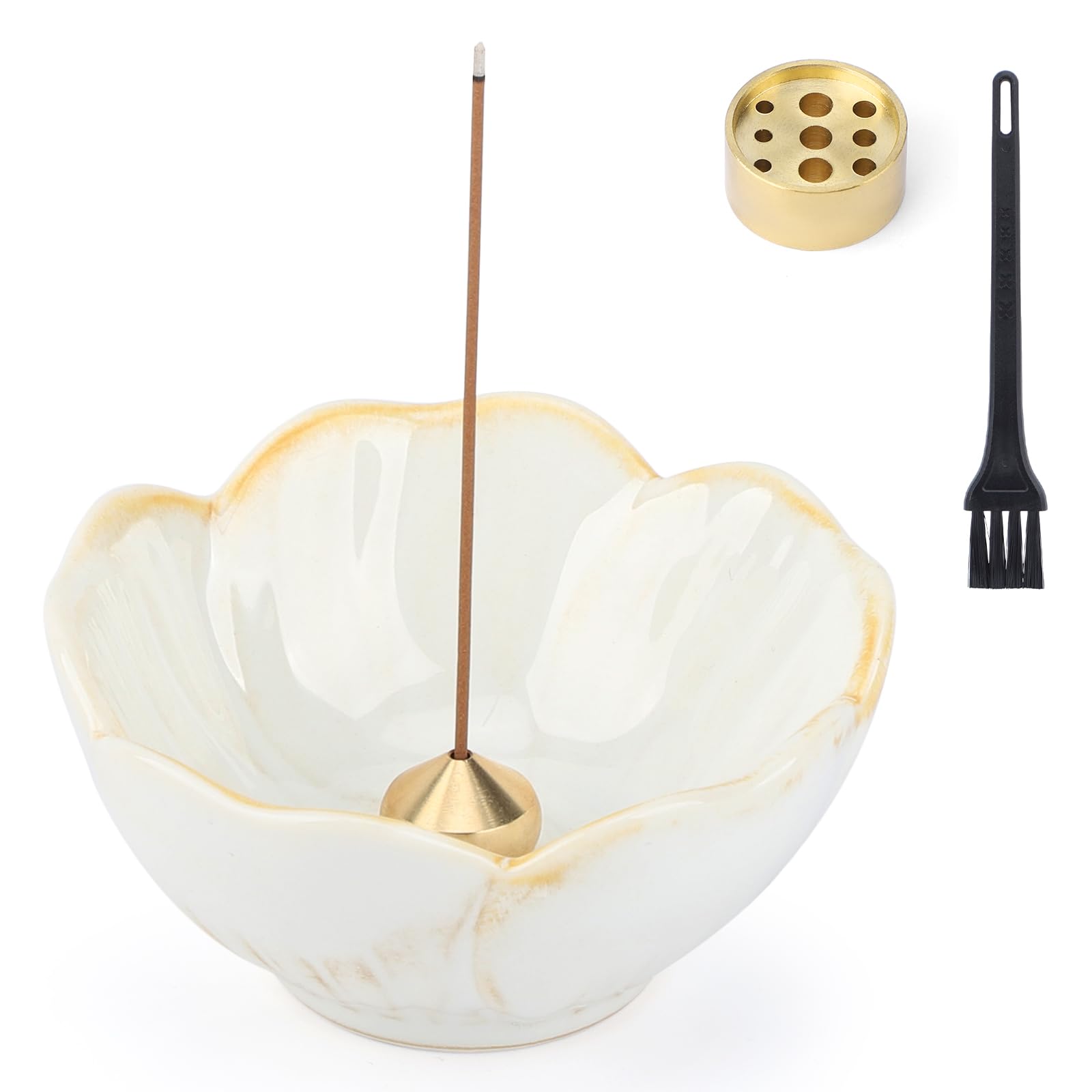 【送料無料】Segarty お香立て 梅型陶器 陶器製 2種類真鍮付属 和モダン おしゃれ お線香立て 掃除簡単 水洗い 香皿 香炉 疲労軽減 ストレス緩和 空気の浄化 仏具 和モダン香皿 ヨガ 瞑想リラックス 睡眠 ギフト適応