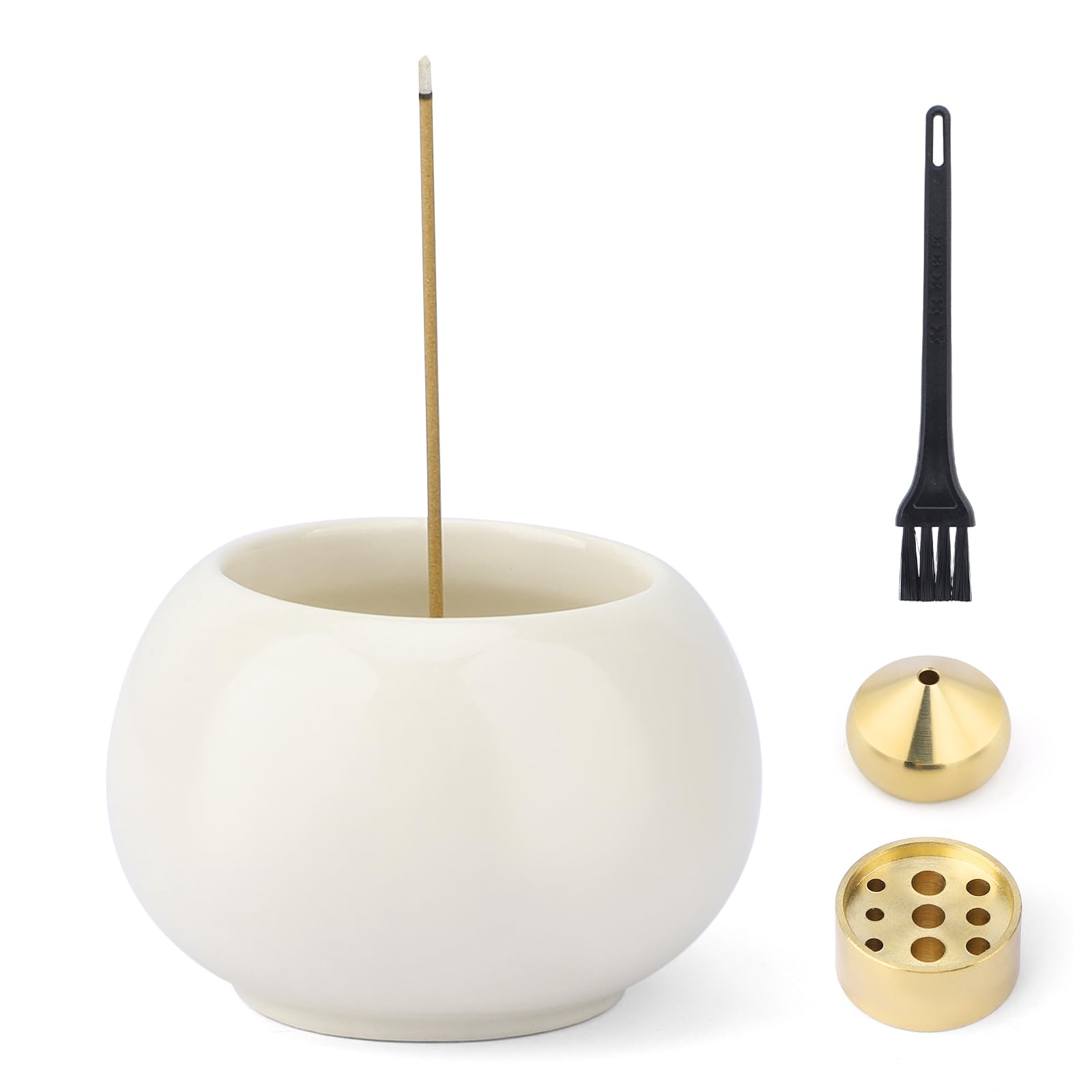 【送料無料】Segarty お香立て 白い 茶碗陶器 陶器香炉 2種類真鍮付属 和モダン おしゃれ お線香立て 掃除簡単 水洗い 香皿 香炉 疲労軽減 ストレス緩和 空気の浄化 仏具 和モダン香皿 ヨガ 瞑想リラックス 睡眠 ギフト適応