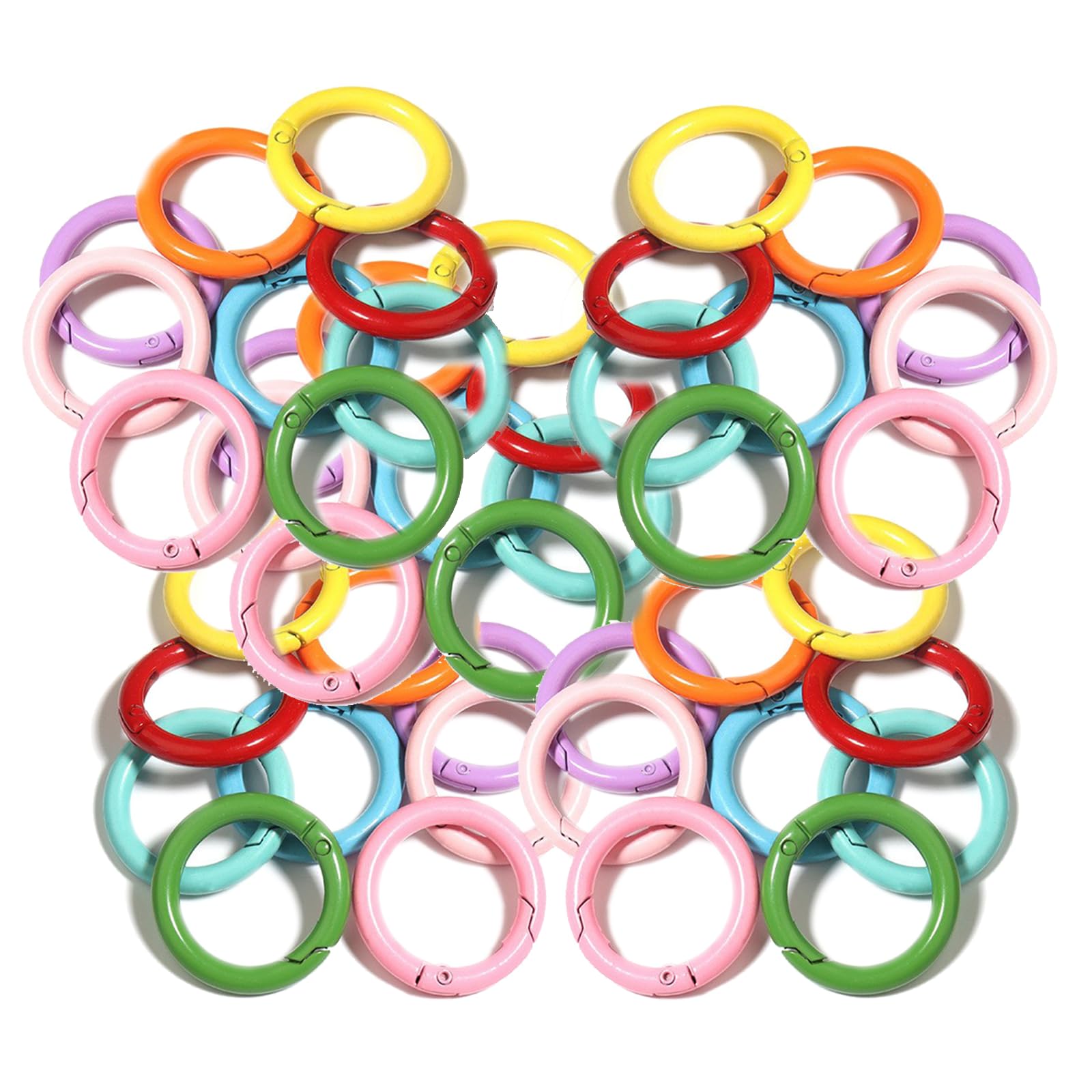 【送料無料】[wowjimi] キーホルダー 丸型 20個セット カラビナ マカロンカラー ばねコイル キャンディーカラー オープンリング カラー オープンキーホルダー キーホルダー 紛失防止 人気