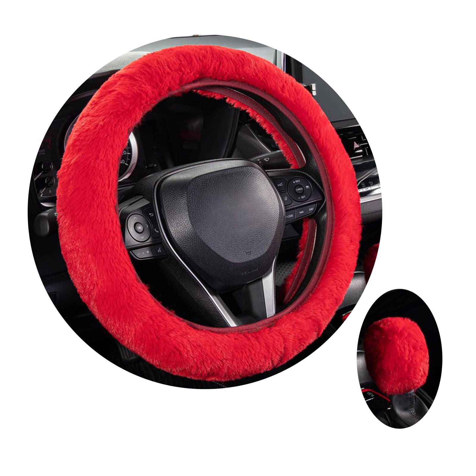 【送料無料】wowjimi ハンドルカバー 赤 2点セット 軽自動車 汎用 カー用品 自動車 汎用 ステアリング..
