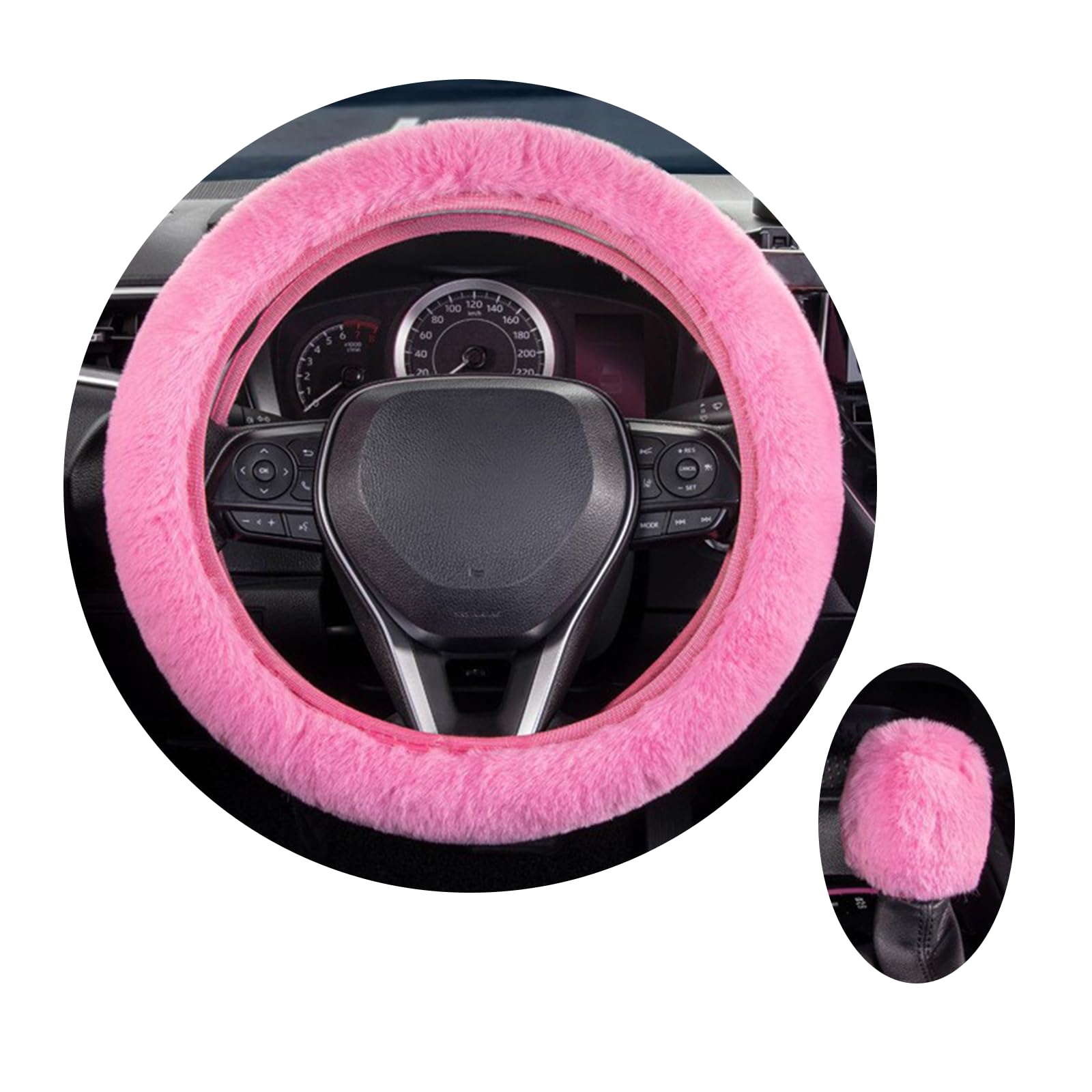 【送料無料】wowjimi ハンドルカバー ピンク 2点セット 軽自動車 汎用 カー用品 自動車 汎用 ステアリ..