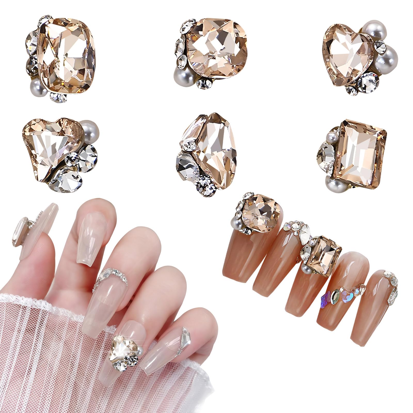 【送料無料】Chisafly ネイルストーン 大粒 ネイルパーツ ストーン クリスタル 宝石 キラキラ 立体 ハ..