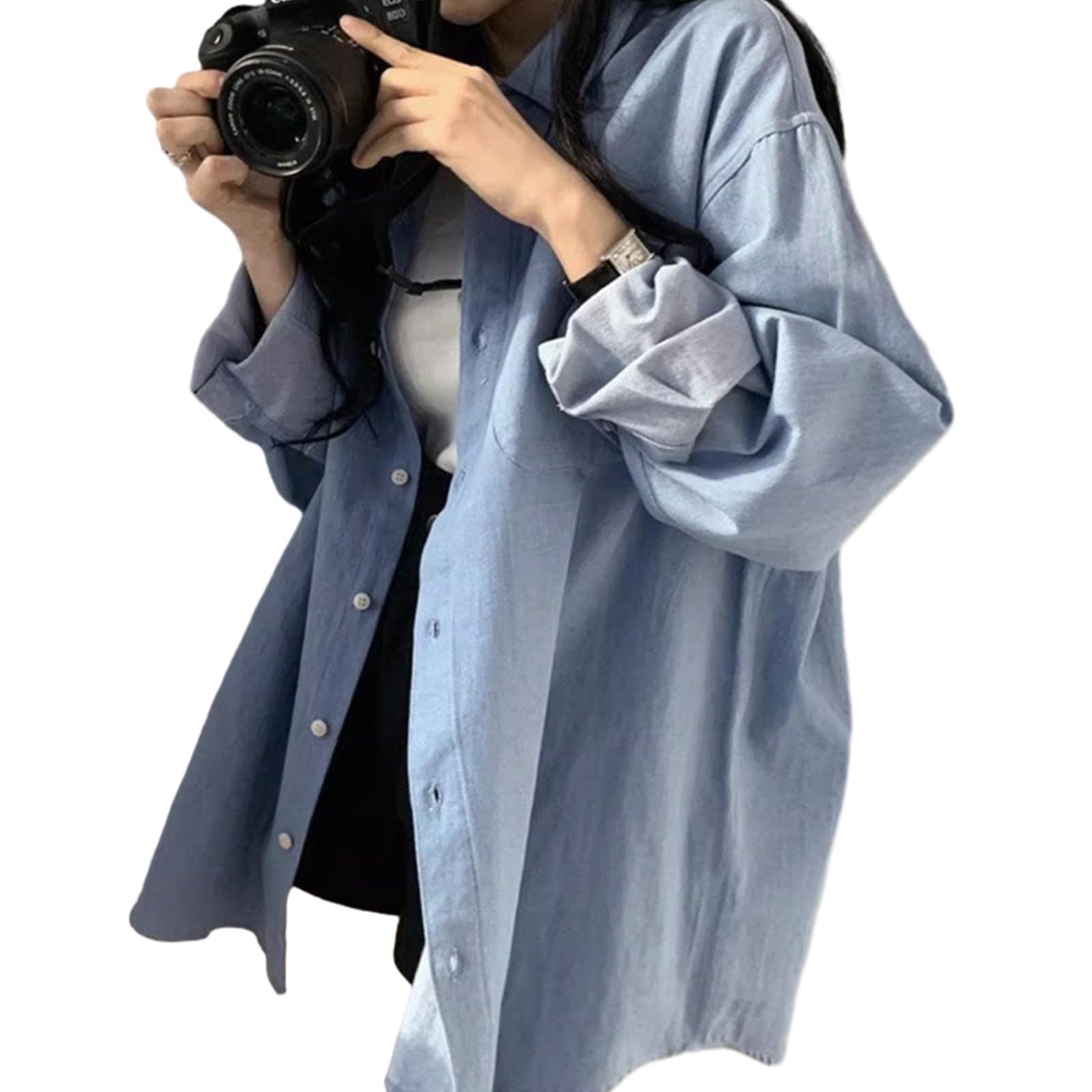 【送料無料】[MlleeSSeeldyTRC] デニム シャツ レディース ブラウス 長袖 立ち襟 トップス ワイシャツ ..