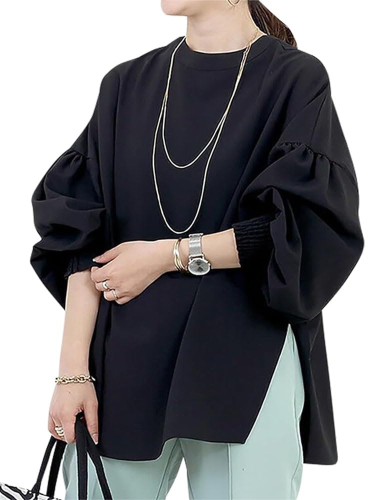 【送料無料】Bvaeocl ブラウス レディース シャツ ドルマン袖 長袖 クルーネック トレーナー パーカー ..