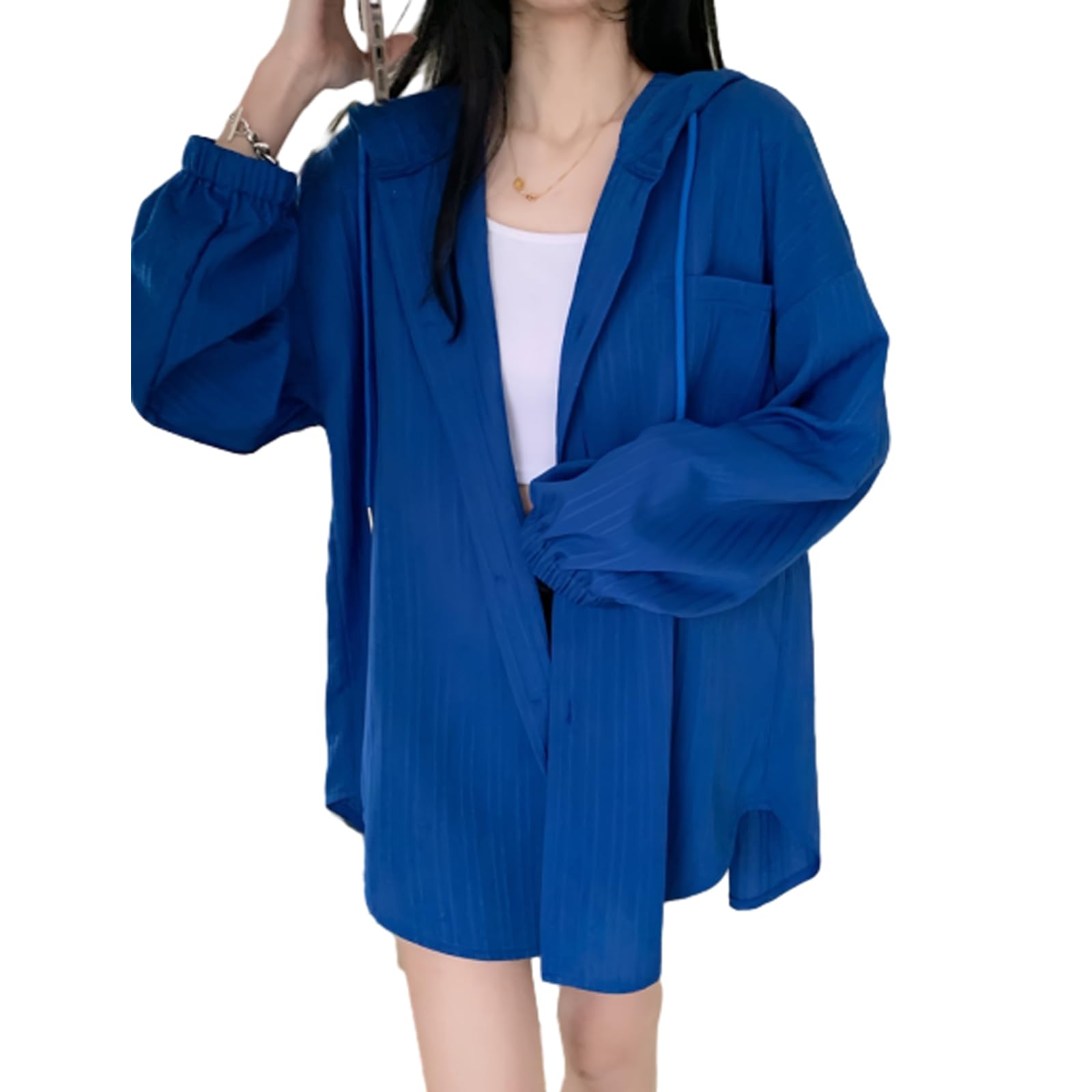 【送料無料】[ORWZDCO] トップス レディース フード付き カーディガン トップス 長袖 日焼け止め服 紫..