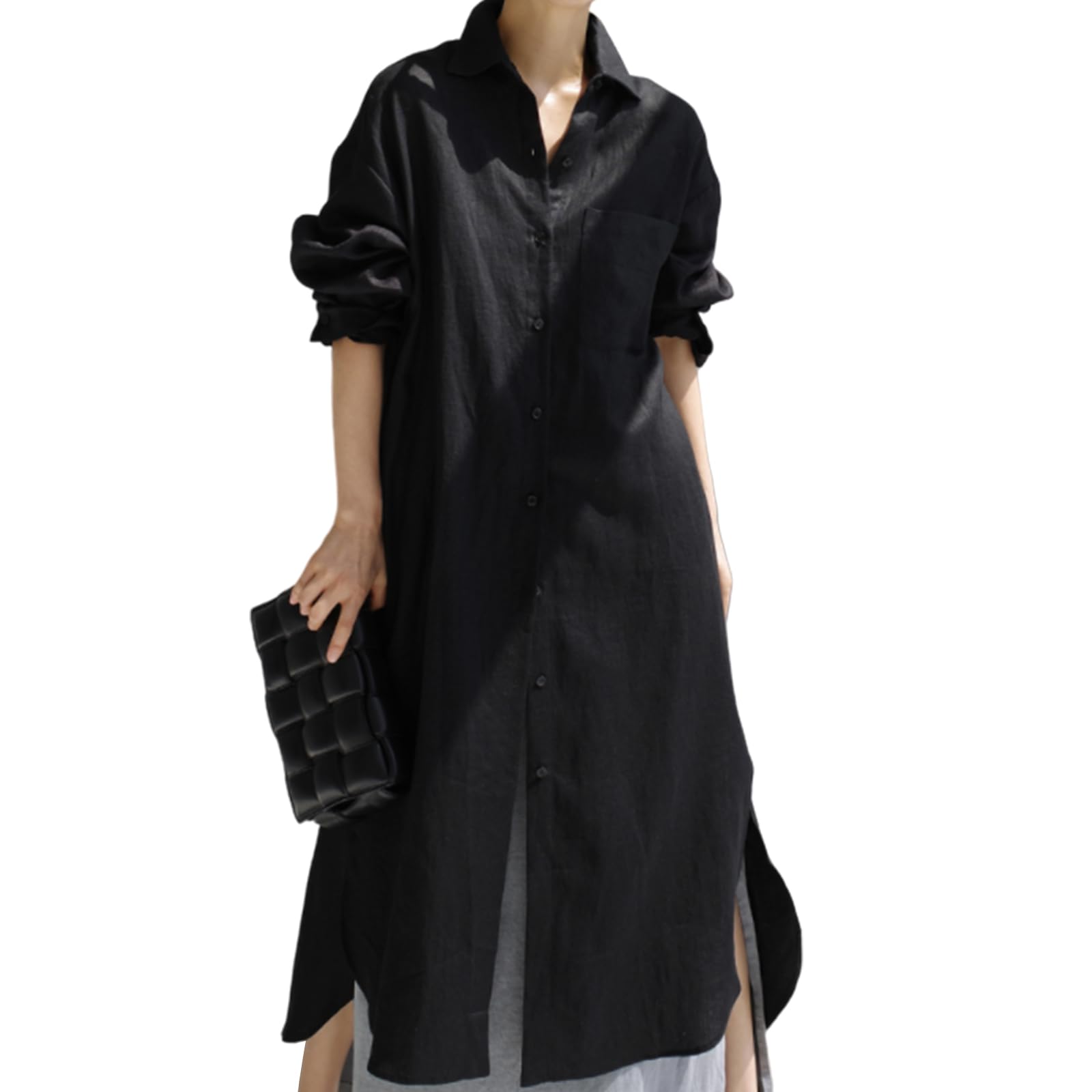 【送料無料】[Leadamon-oee] シャツ ワンピース レディース 長袖 シャツワンピース ロング チュニック ..