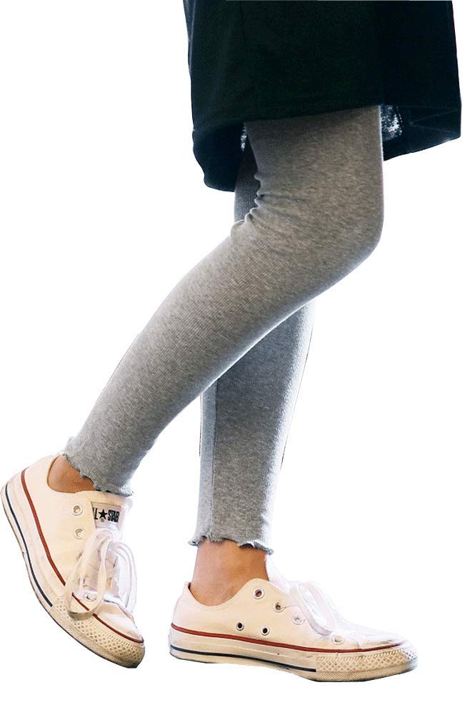 【送料無料】[InSomila] [インソミラ] 裾フリル リブ レギンス レディース ボトムス スリット ストレッチ レディース スパッツ 無地 インナー 足長効果 美脚 (グレー)