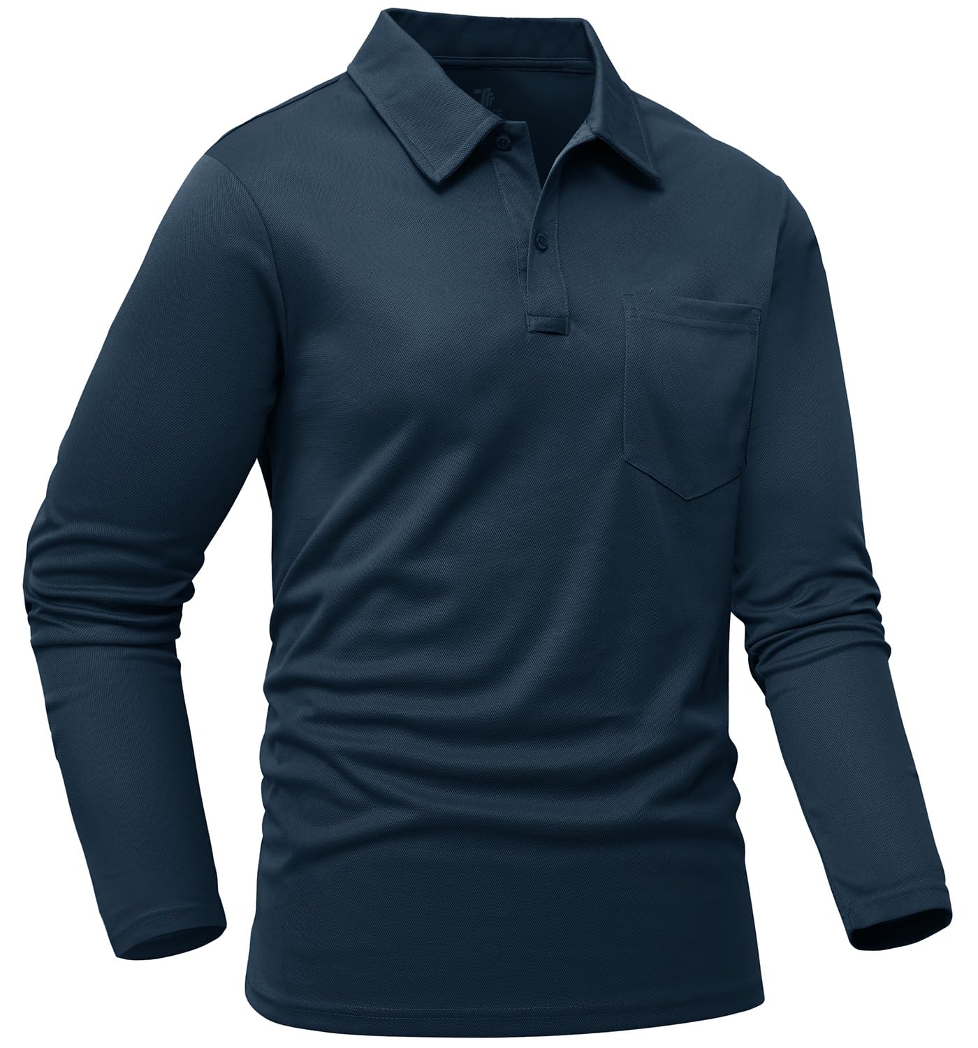 【送料無料】[YSENTO] メンズ 長袖 ゴルフシャツ 吸汗速乾 ポケット付 ビジネス 通勤 ポロシャツ 襟付きシャツ テニスシャツ スボーツウェア アウトドア シャツ ゴルフウェア UVカット ネイビー L