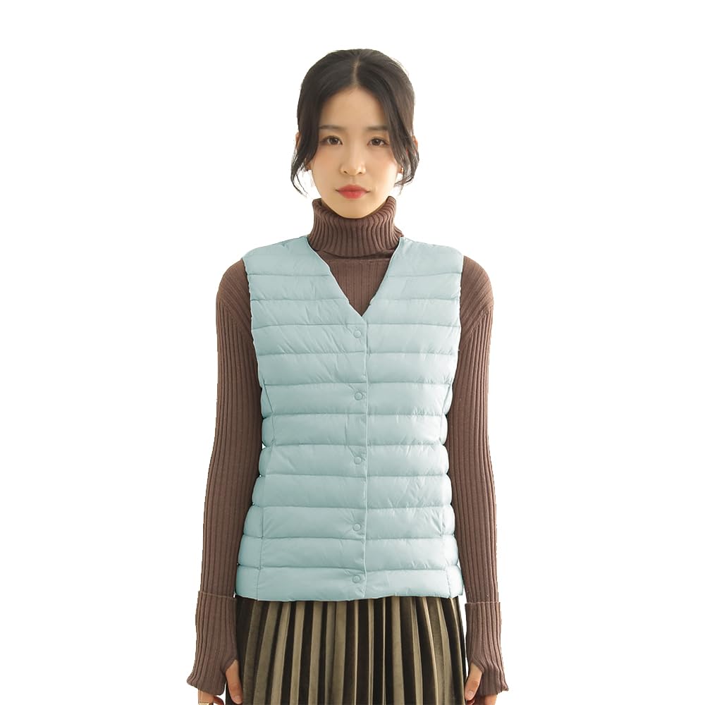 【送料無料】LIYURLTA ウルトラライト インナーダウンベスト レディース ノーカラー ダウン ベスト 撥水 軽量 暖かい 防寒 薄い 秋冬 収納ポーチ付き...