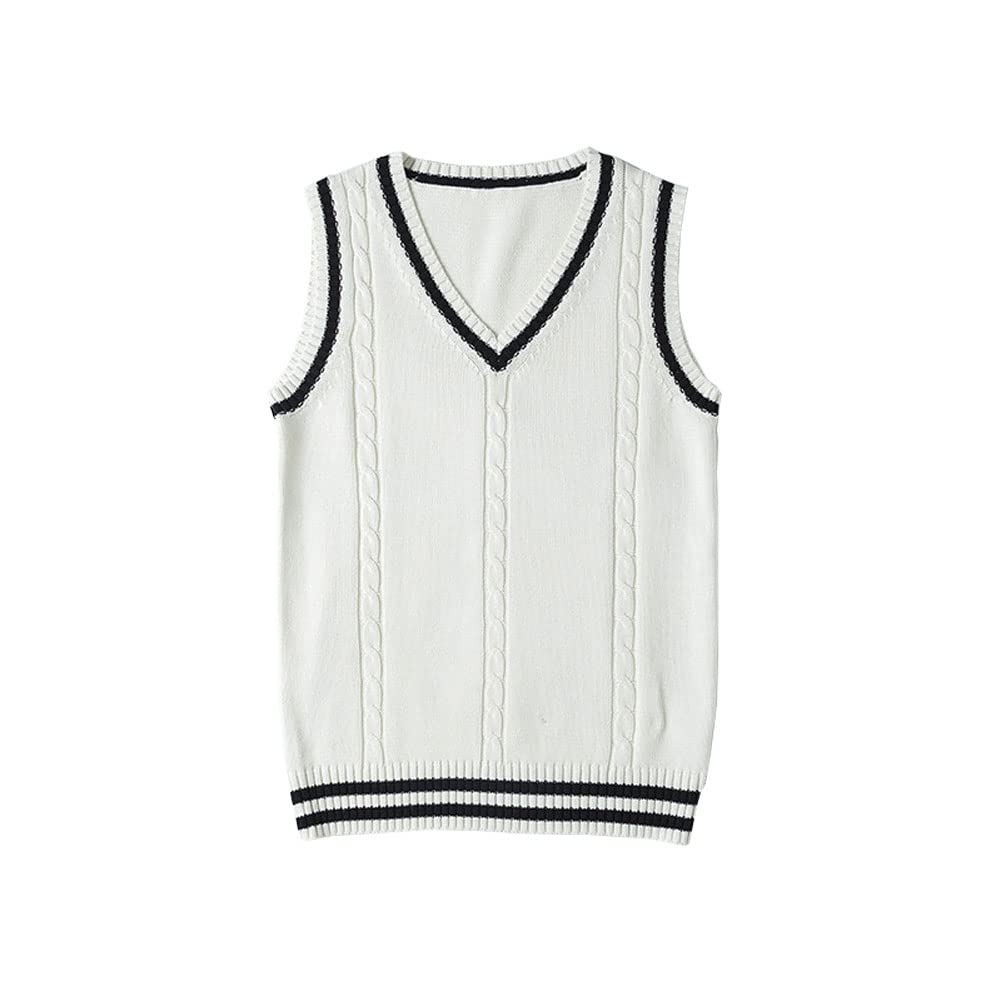 【送料無料】zuevi スクールベスト 女子 制服 ベスト 学生 Vネック ゆったり ニット コットン 無地