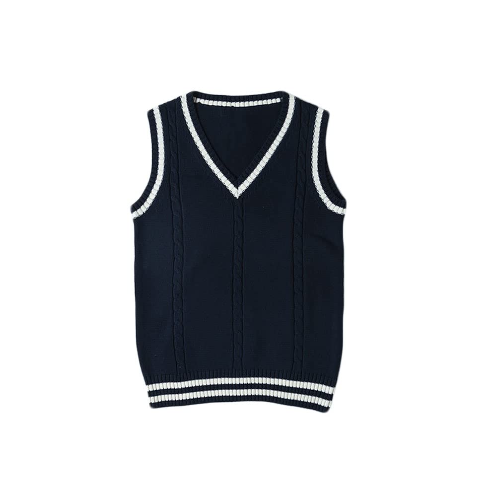 【送料無料】zuevi スクールベスト 女子 制服 ベスト 学生 Vネック ゆったり ニット コットン 無地