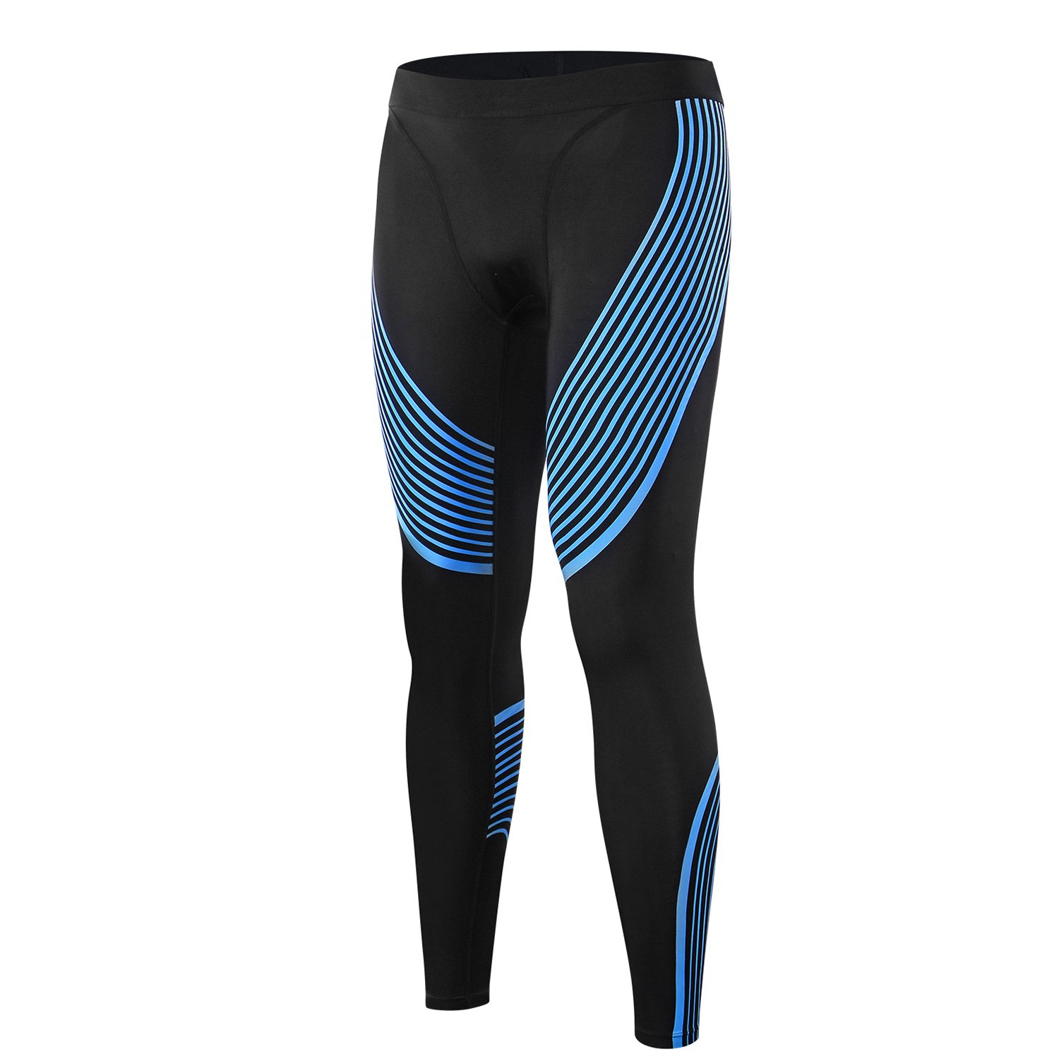 【送料無料】sillictor スポーツタイツ メンズ パワーストレッチ ロング アンダーウェア コンプレッション タイツ [UVカット + 吸汗速乾] 3337ブラック/ブルー XL