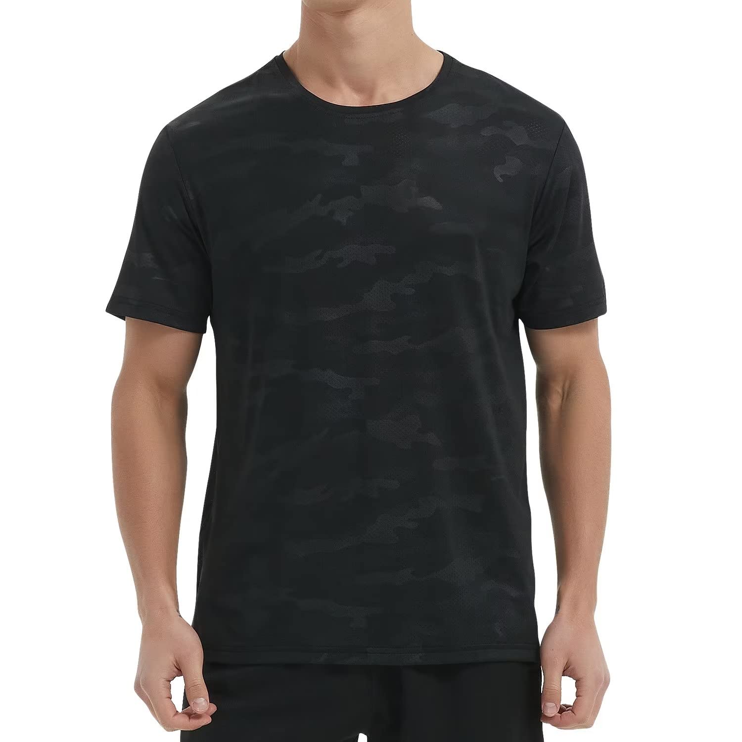 【送料無料】[Sillictor] ラッシュガード メンズ 半袖 スポーツシャツ トレーニングウェア tシャツ 大きいサイズ ストレッチ 【冷感速乾＆通気防臭】 8888blk-5XL（日本サイズ3XL）