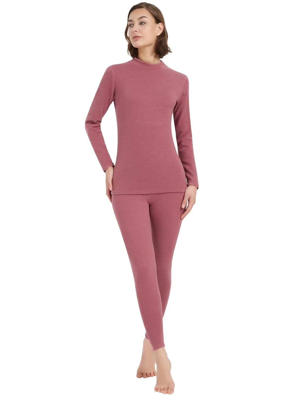 【送料無料】[Sillictor] 防寒インナー レディース 上下セット 裏起毛 ヒートテック ハイネック あったかインナー 上下 アンダーシャツ + ロングタイツ 保温 インナーウェア 【ウールとシルク入り】 冬用 GLW02-re-3XL（日本サイズXL）