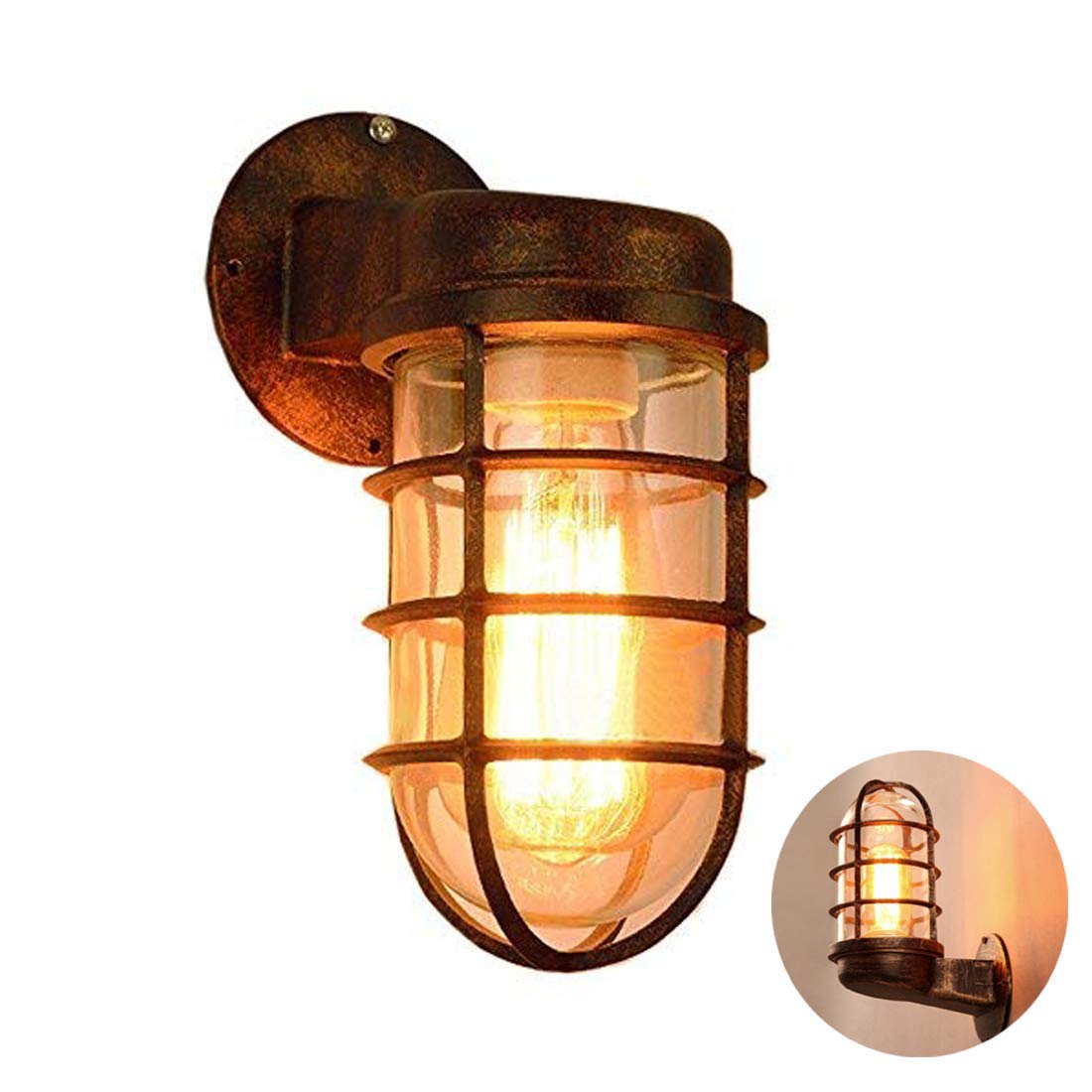 【送料無料】yiteng ブラケットライト 船舶照明 壁付け照明 インダストリアルデザイン LED対応 マリンランプ 防雨型 防湿型インテリア照明 玄関灯 外灯/門灯 店舗照明 海 サーフ 屋外 カフェ ナチュラル (鉄錆色)