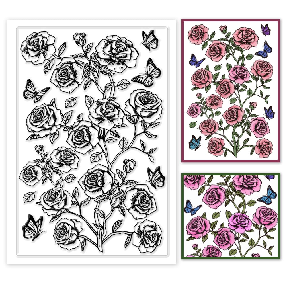 【送料無料】PH PandaHall 花 蝶 クリアスタンプ ゴム印 アートスタンプ 印章 透明切手 クラフトカード..