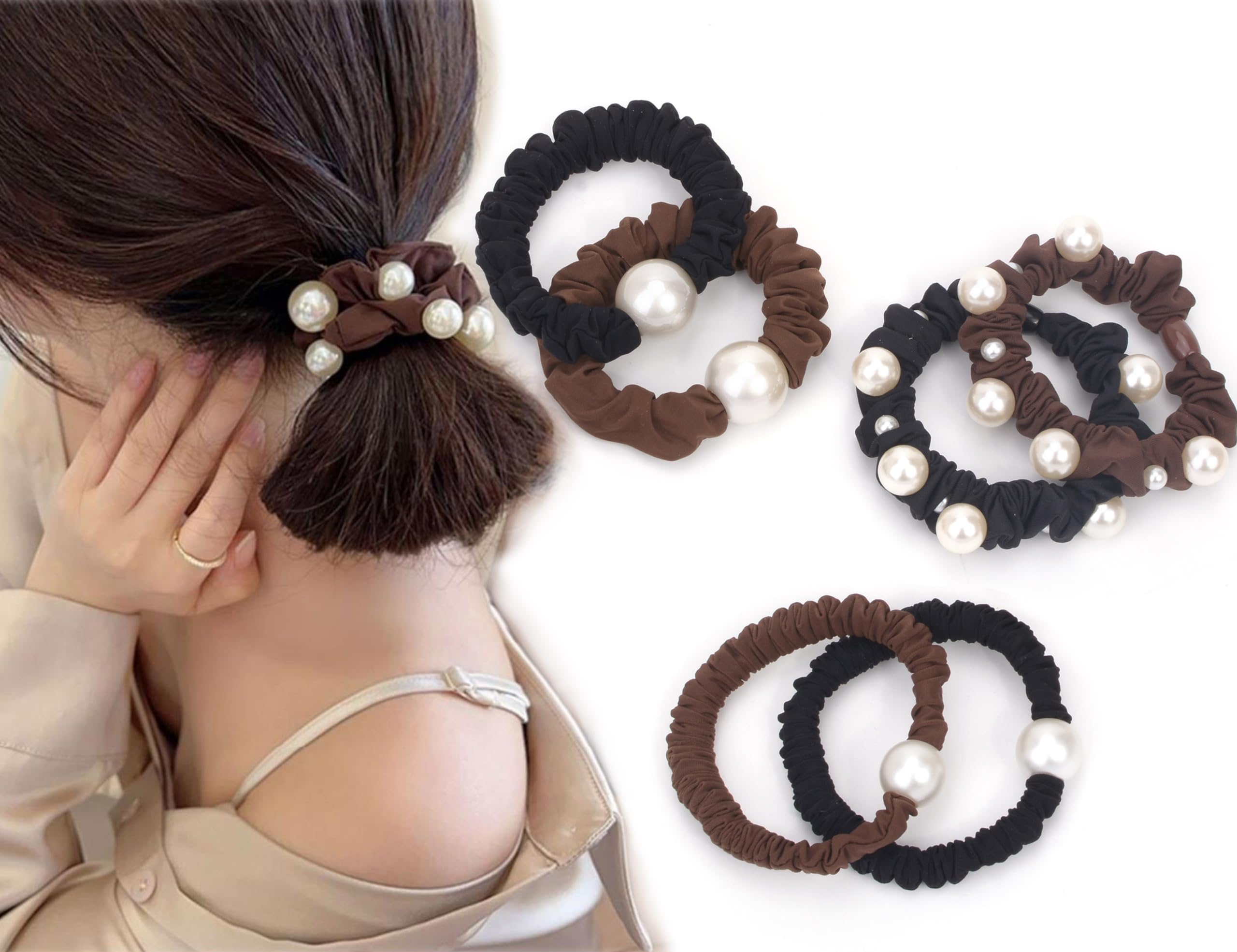 【送料無料】BIANHUAN ヘアゴム 大人 パール 6個 セット パル子 おしゃれ かわいい 大人っぽい キッズ ..