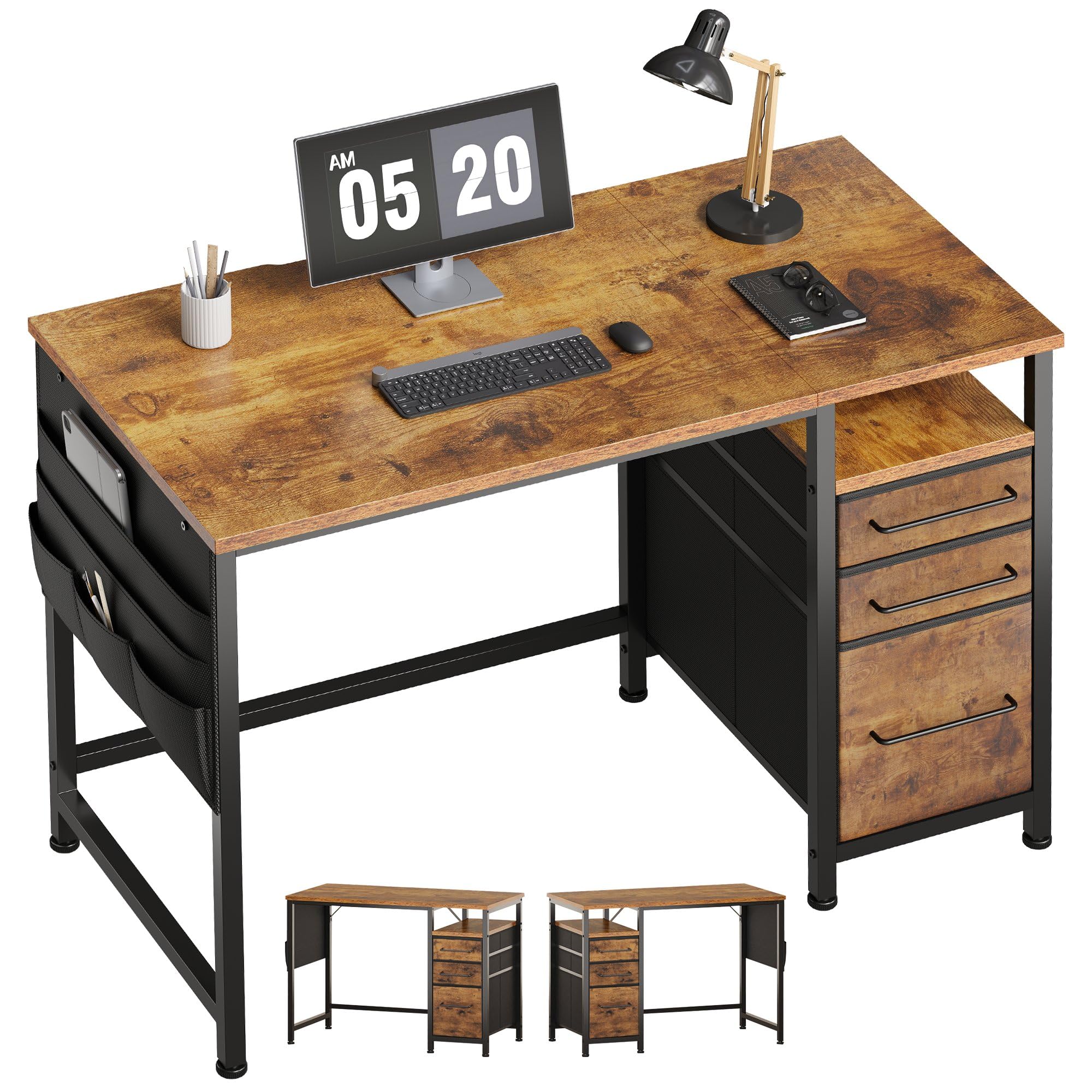 【送料無料】Maihail パソコンデスク引き出し付き 学習机 pcデスク 幅100cm ×奥行45 ...