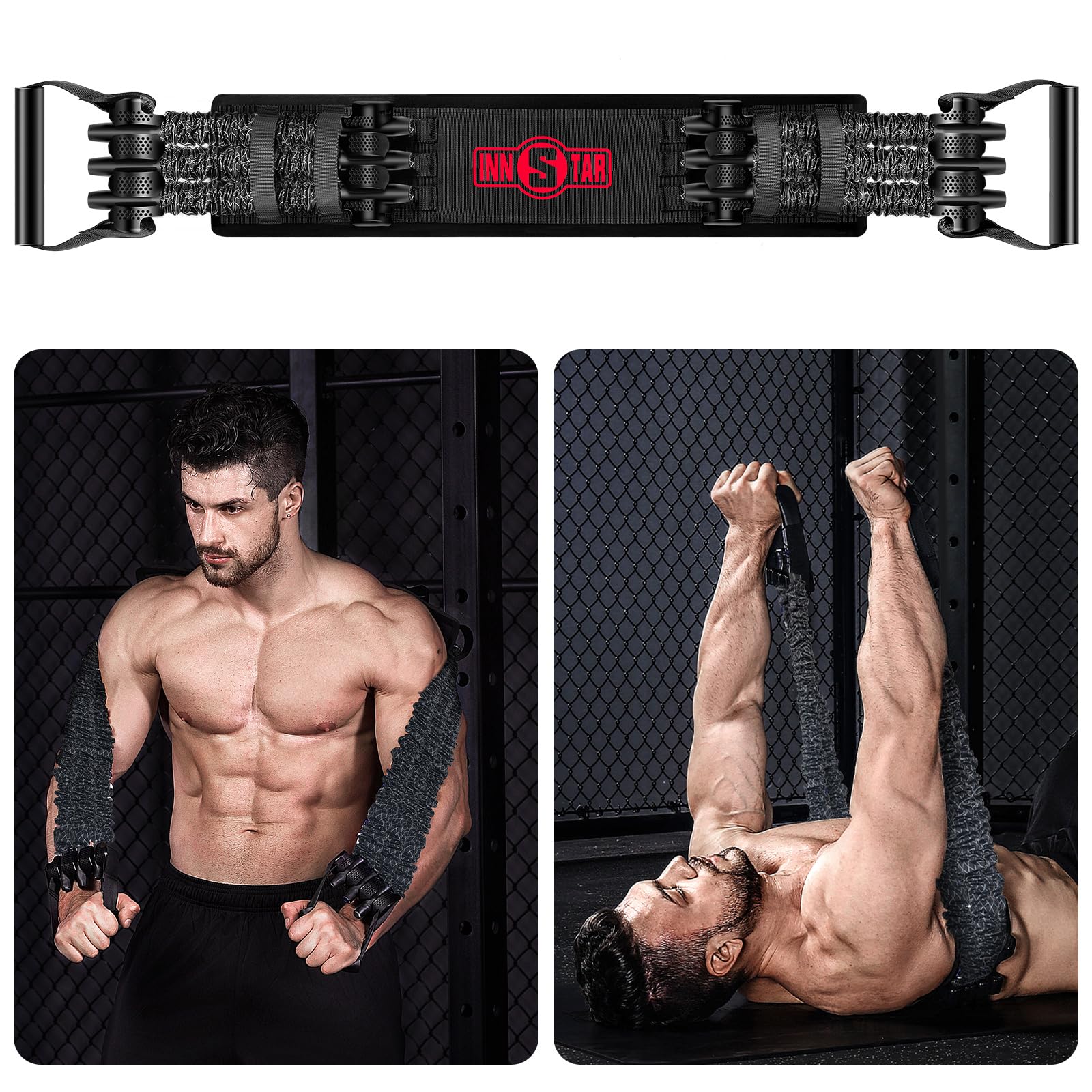 【送料無料】INNSTAR 調節可能なベンチプレスアシスタンス 取り外し可能チェストエキスパンダー 抵抗バ..