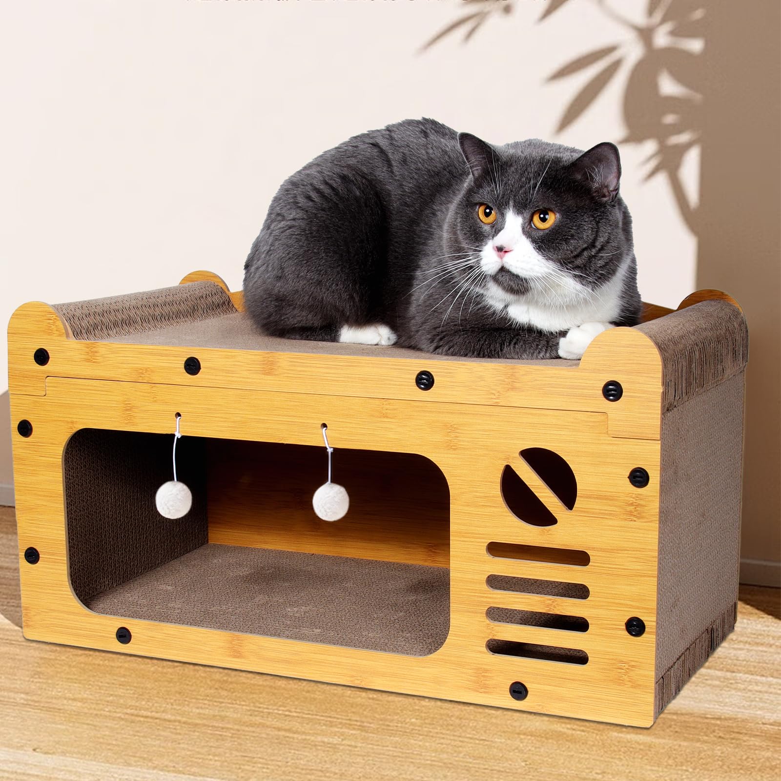 【送料無料】Giznzg 猫 爪とぎ 段ボール キャットハウス 猫用 つめとぎ ダンボールハウス 猫爪研ぎ 猫ベッド 通気 丈夫 ストレス解消 家具傷防止 ストレス解消 耐荷重20kg 組立簡単 猫おもちゃ 56×27×29cm