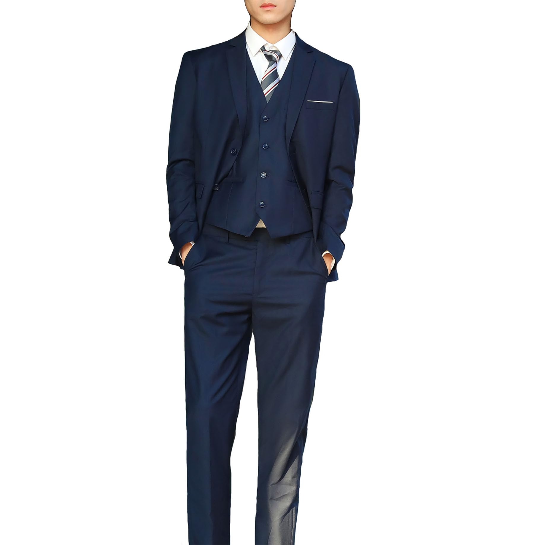 【送料無料】[YUNCLOS] 父の日スーツ 3ピーススーツ ネイビー 3XL スーツメンズ メンズスーツ スーツ ..