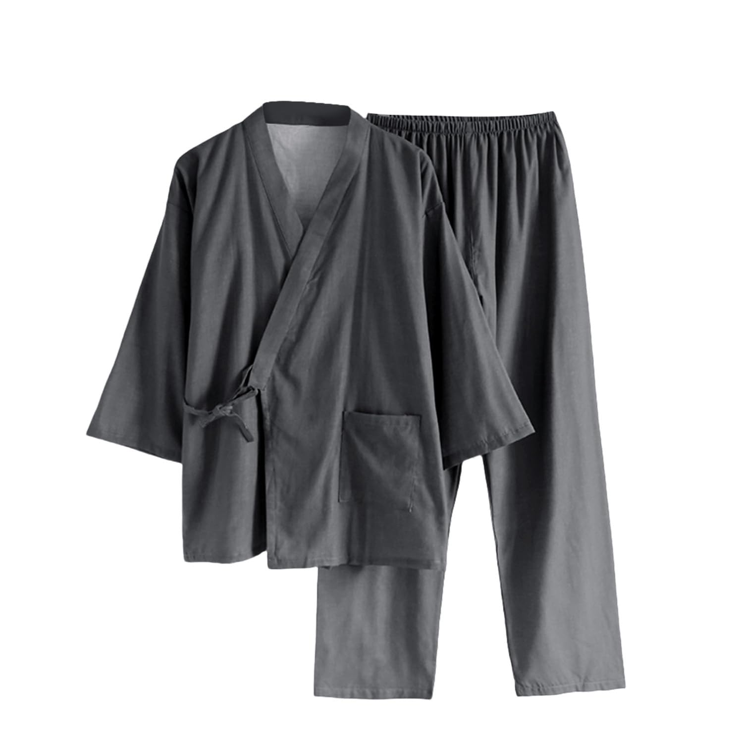 【送料無料】[YunXiozy Star] パジャマ専門店 レディース 浴衣 無地 甚平 レディース 洗える 夏着物 作務衣 女性の しじら織り 前開き 上下セット 長袖 長ズボン お部屋着 おうちで 和柄 和服