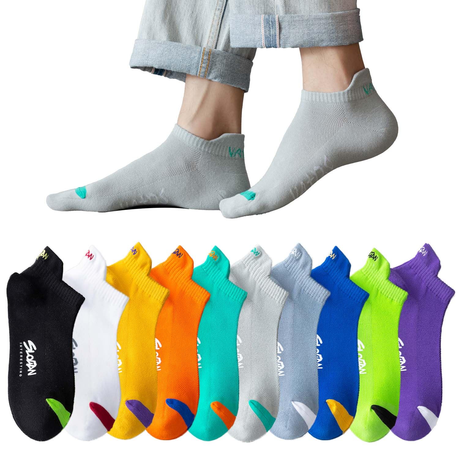 【送料無料】[Haomaomao] メンズ 靴下 くるぶし ソックス 10足セット かかと立体編み 浅履き 靴下 クッ..