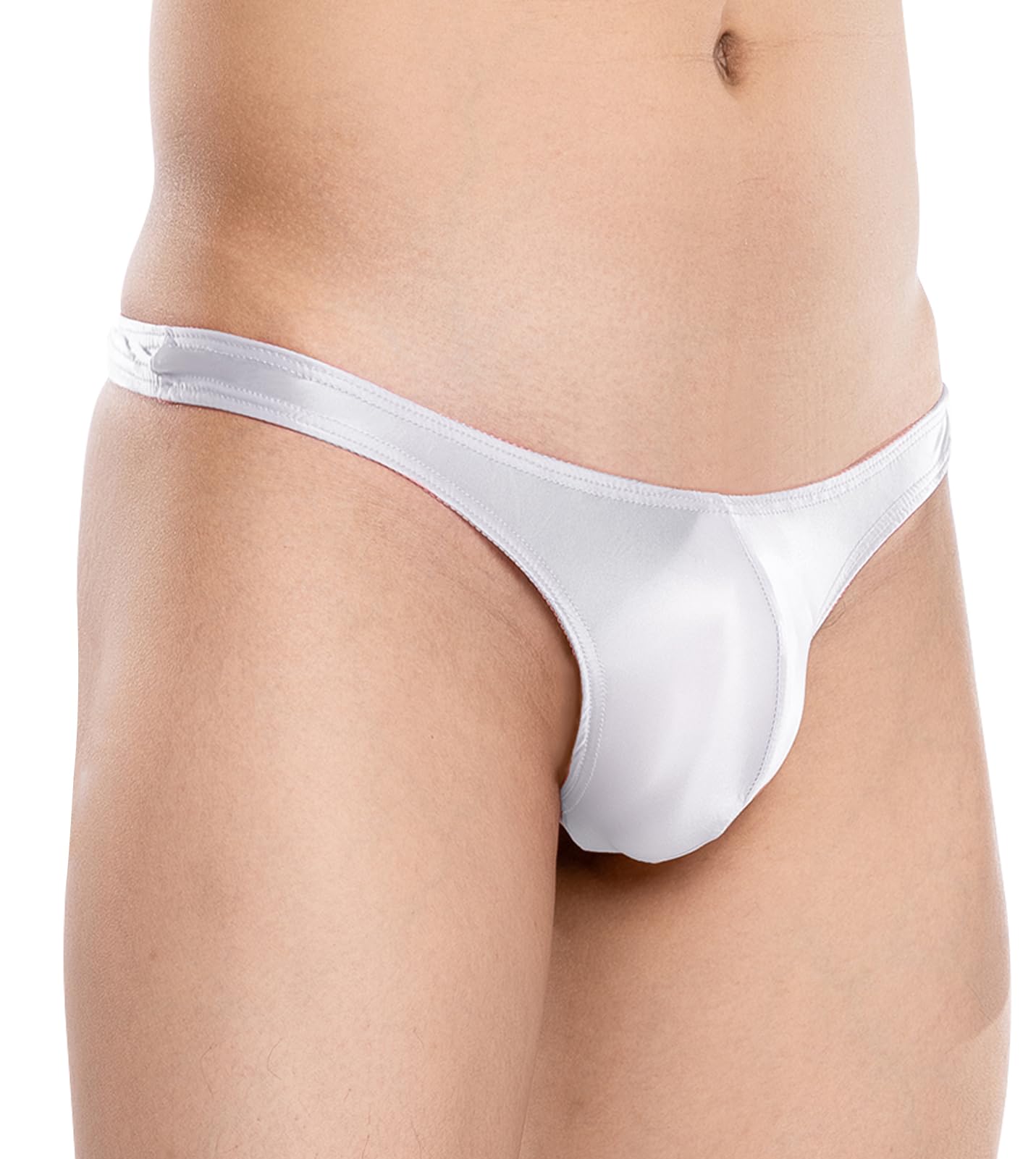 【送料無料】[Maeau] 光沢 ブリーフ メンズ 透け感 tバック 下着 パンツ ショーツ 薄手 パンティ 立体縫製 ローライズ 通気 速乾 スポーツ ボディビル カジュアル ホワイト XL