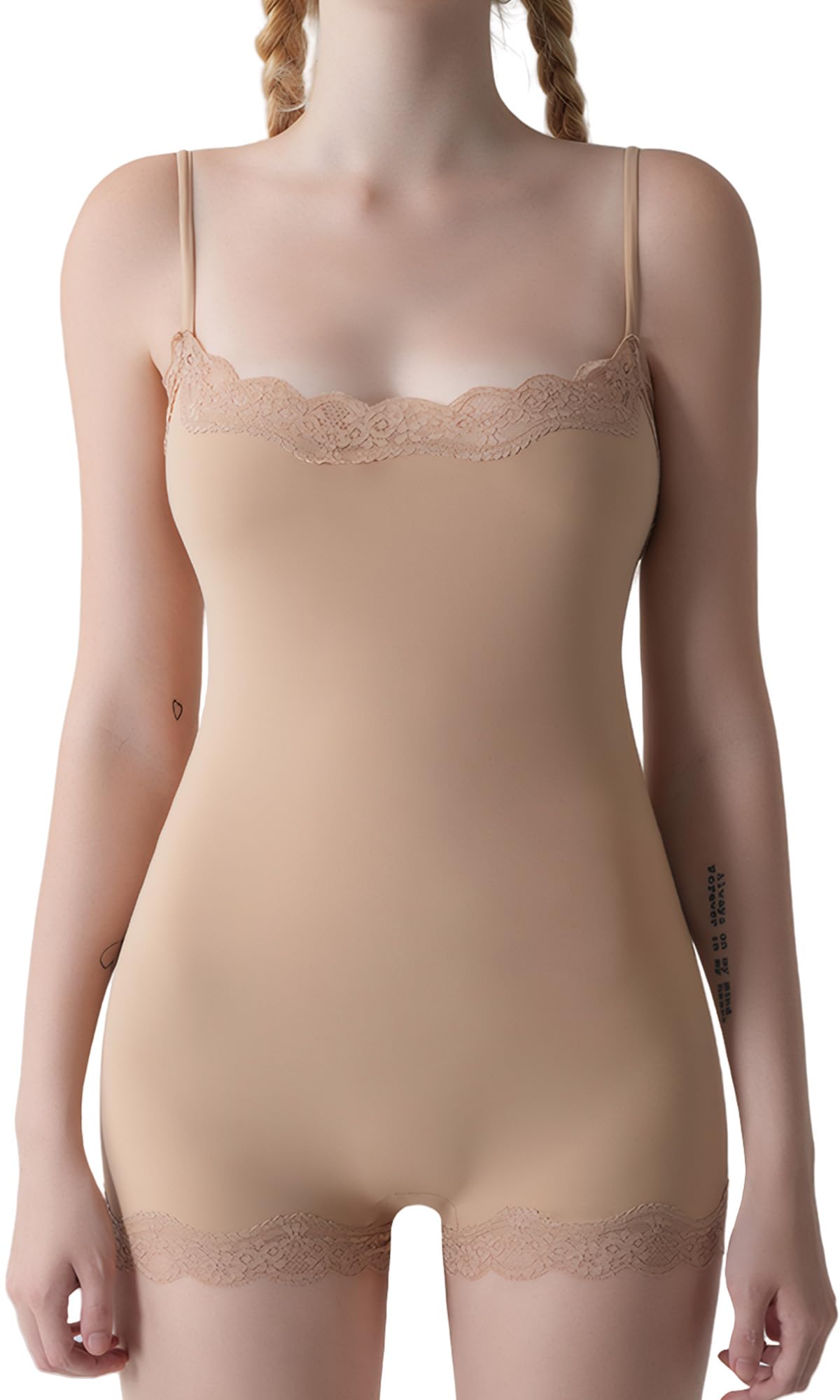 【送料無料】[Maeau] ボディスーツ レース 補正下着 レディース レオタード インナー キャミ タイツ ボディシェイパー シェイプアップ お腹引き締め ヒップアップ 高弾性 美尻 可愛い 肌色 XL
