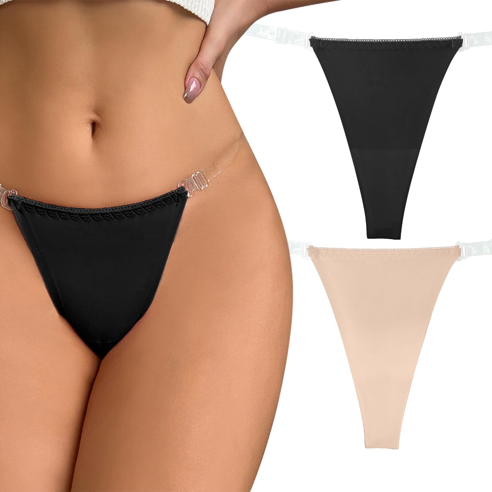 【送料無料】[Maeau] マイクロ tバック ショーツ 透け防止 レディース 水着用インナー 透明ストラップ ..