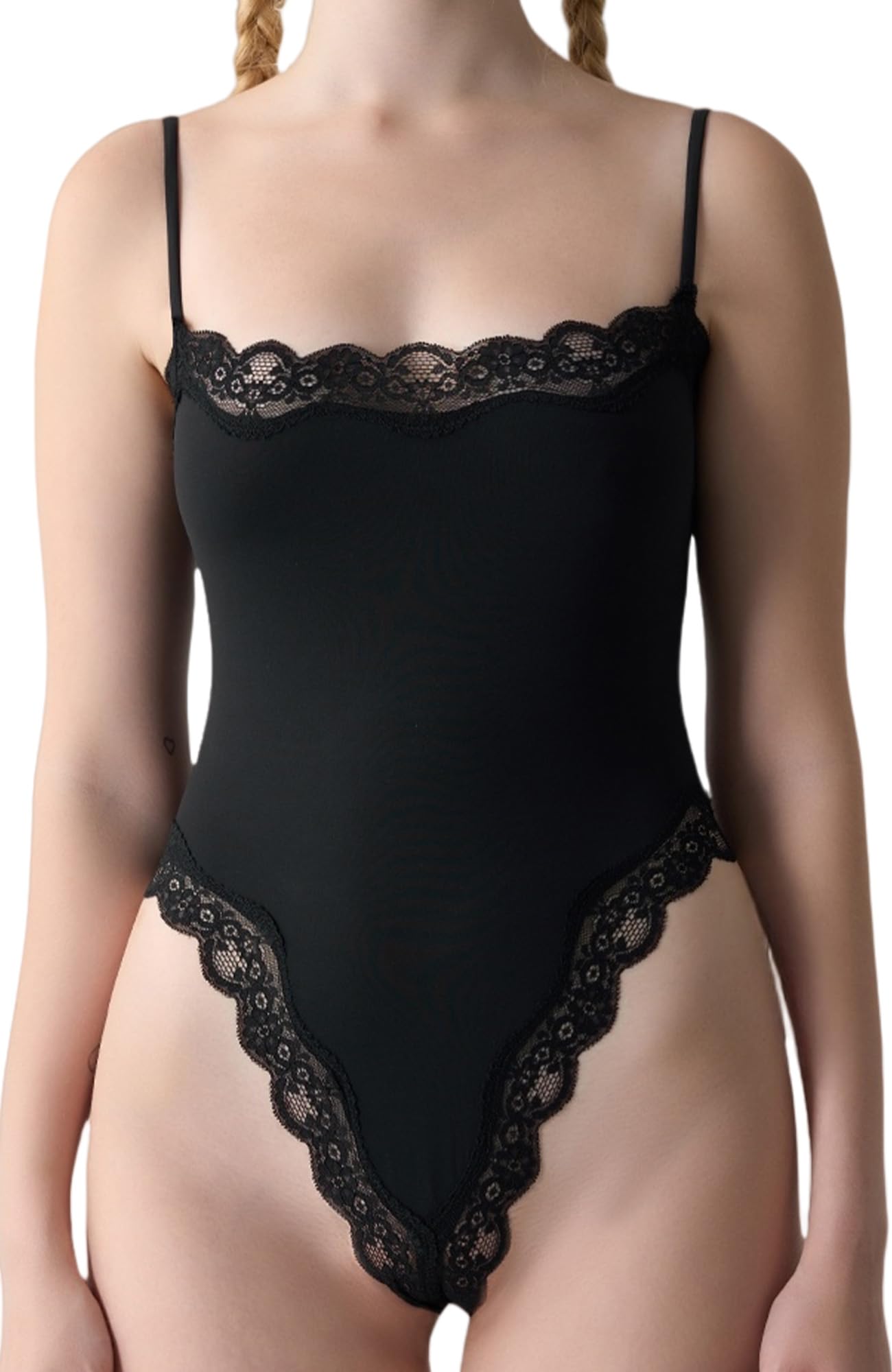 【送料無料】[Maeau] ボディスーツ お腹引き締め レディース レオタード 補正下着 シェイプアップ 可愛い レース キャミ タイツ インナー 高弾性 美尻 ボディシェイパー ヒップアップ ブラック L