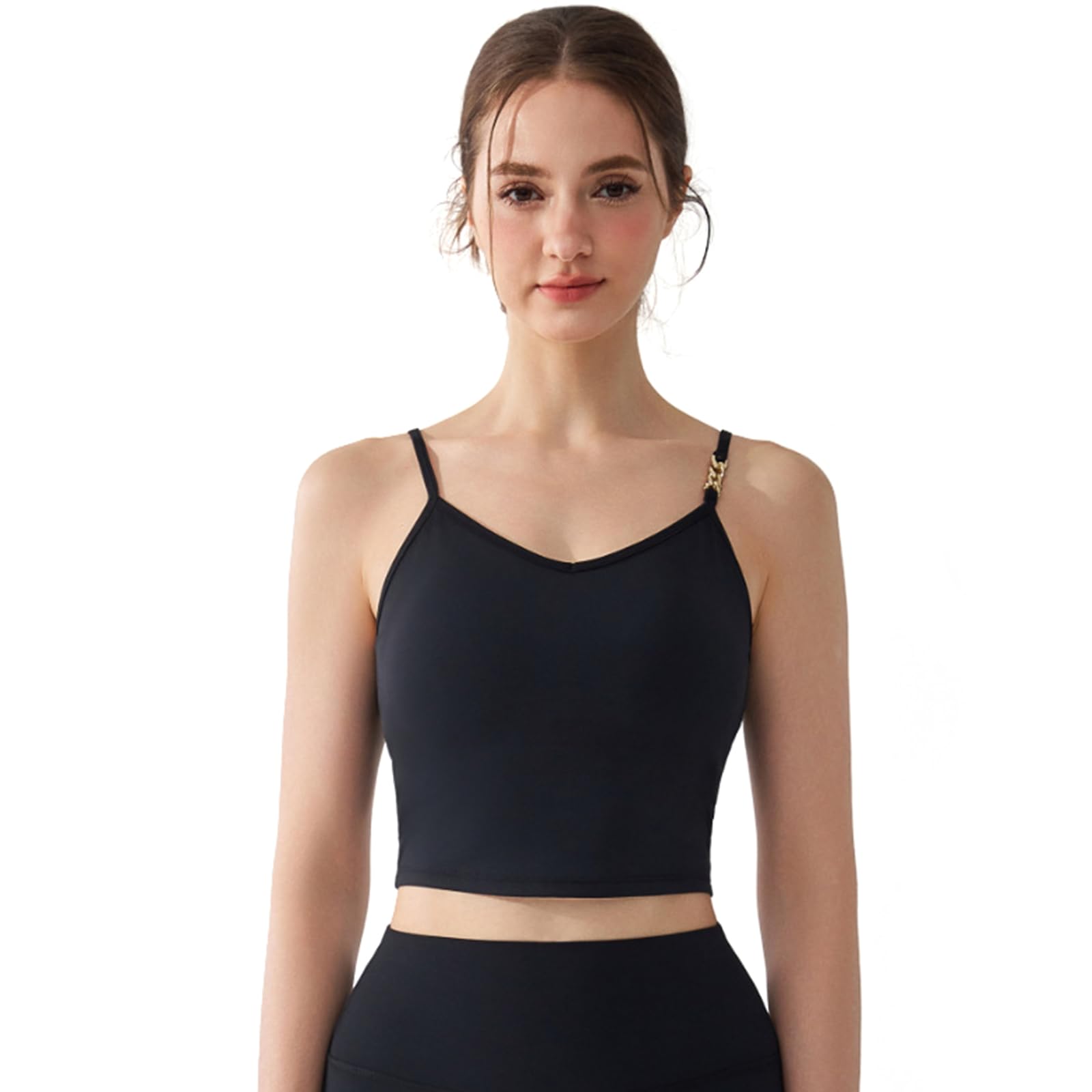 【送料無料】[Karsaer] スポーツブラ ヨガトップス レディース カップ付き 細ストラップ Vネック 抗菌 吸汗速乾 通気性 フィットネス ピラティス ランニング おしゃれ 揺れない 美背中A0040