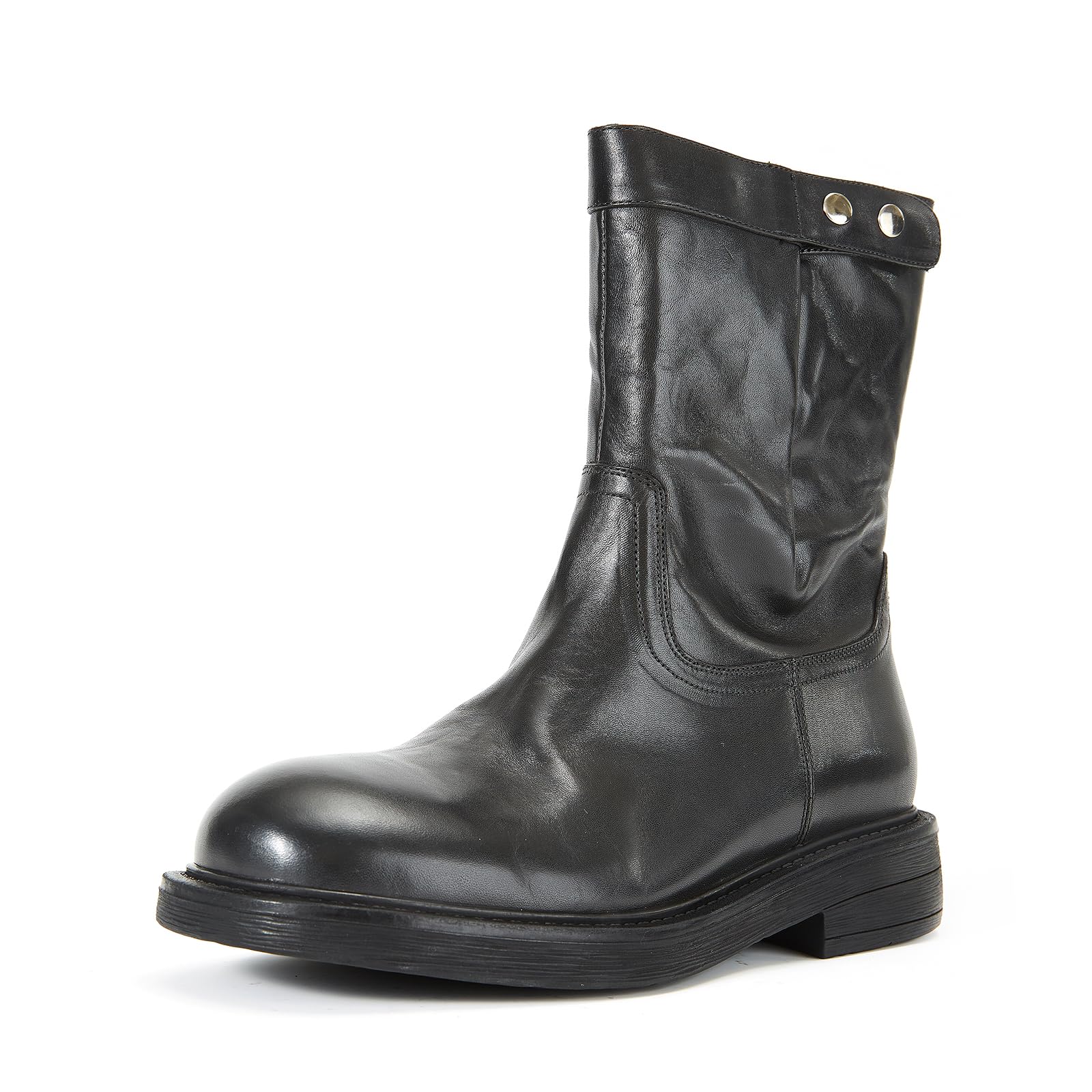 【送料無料】[ZUYEE] レディース ブーツ 本革 サイドジップ ローヒール エンジニア ミドルブーツ 歩き..