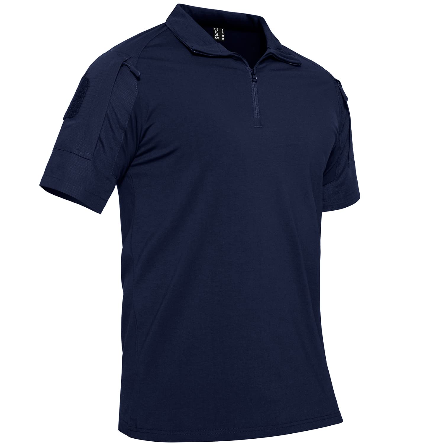 【送料無料】[TACVASEN] 戦闘服 半袖 サバゲー シャツ メンズ 綿 ミリタリー ポロシャツ 通気性 夏用 スポーツ アウトドア 多機能 ポケット 透湿性 ネイビー 2XL